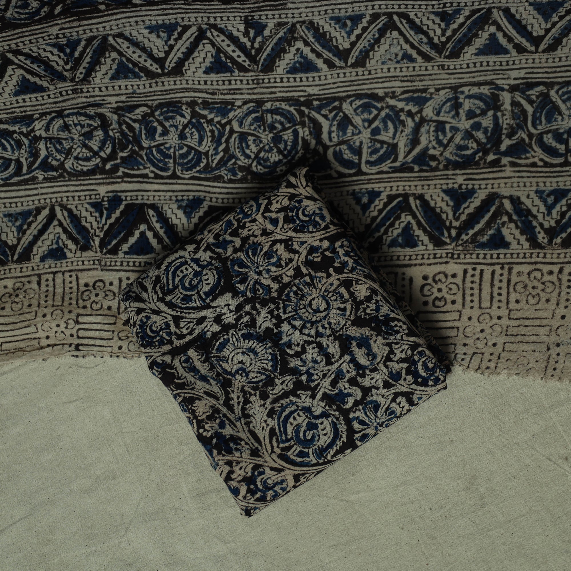 Pedana Kalamkari Hand Block Print Natural Dyed Cotton 3pc Unstitched Dress Material Suit Set 25 - Image 5