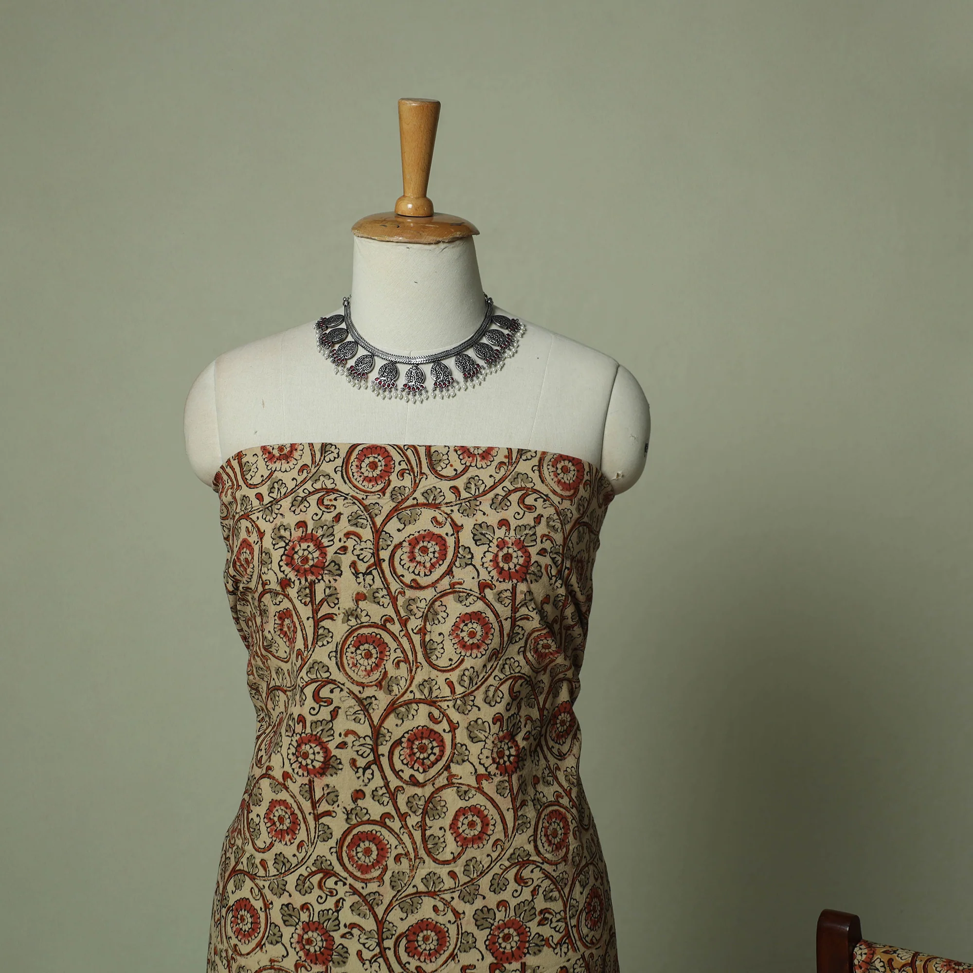 Pedana Kalamkari Hand Block Print Natural Dyed Cotton 3pc Unstitched Dress Material Suit Set 26 - Image 3