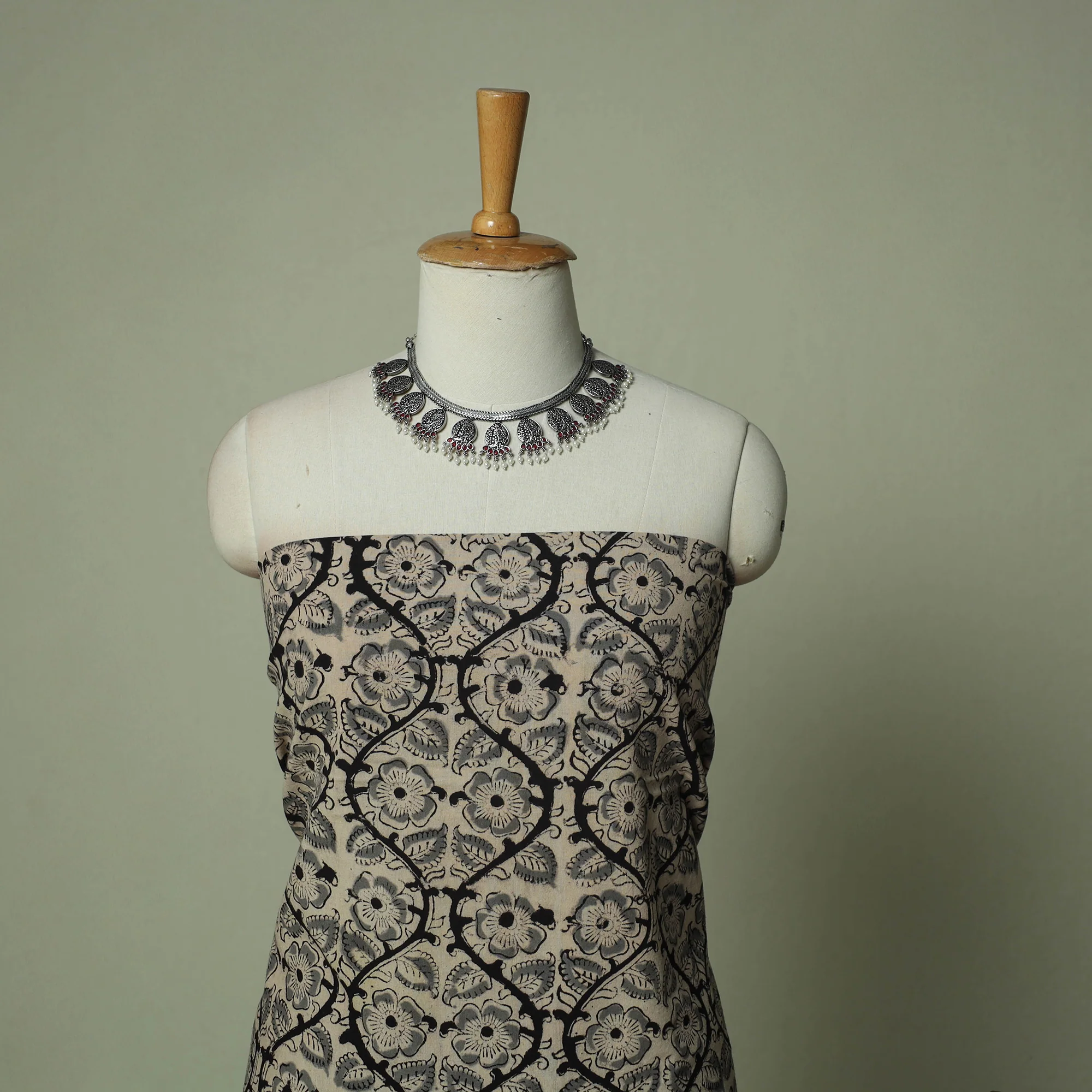 Pedana Kalamkari Hand Block Print Natural Dyed Cotton 3pc Unstitched Dress Material Suit Set 27 - Image 3