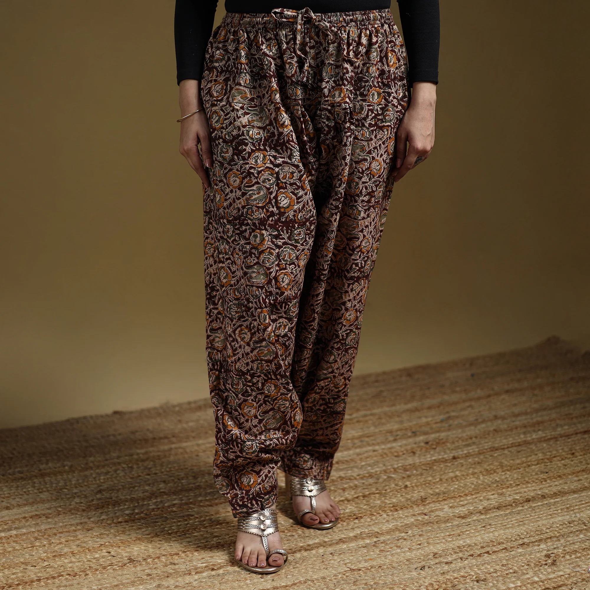Maroon - Pedana Kalamkari Hand Block Print Natural Dyed Cotton Salwar 01 - Image 2