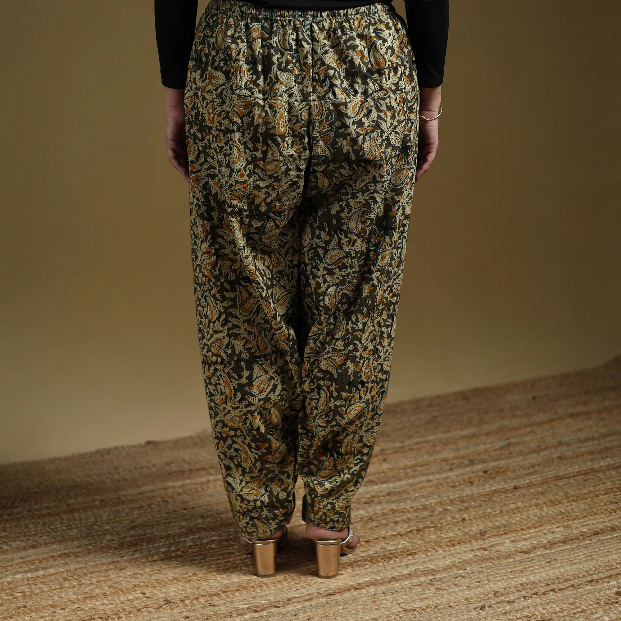 Green - Pedana Kalamkari Hand Block Print Natural Dyed Cotton Salwar 02 - Image 5