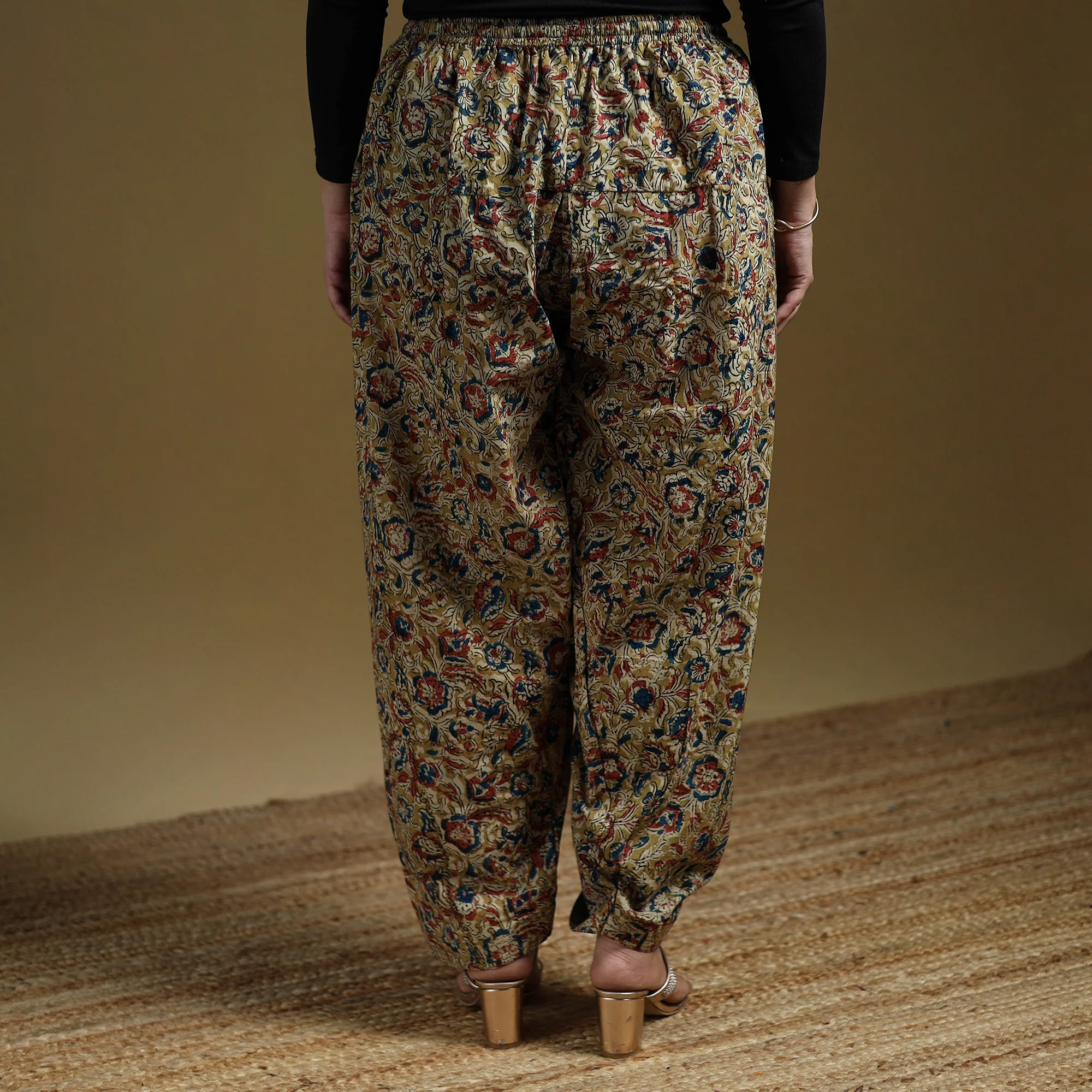 Yellow - Pedana Kalamkari Hand Block Print Natural Dyed Cotton Salwar 03 - Image 5
