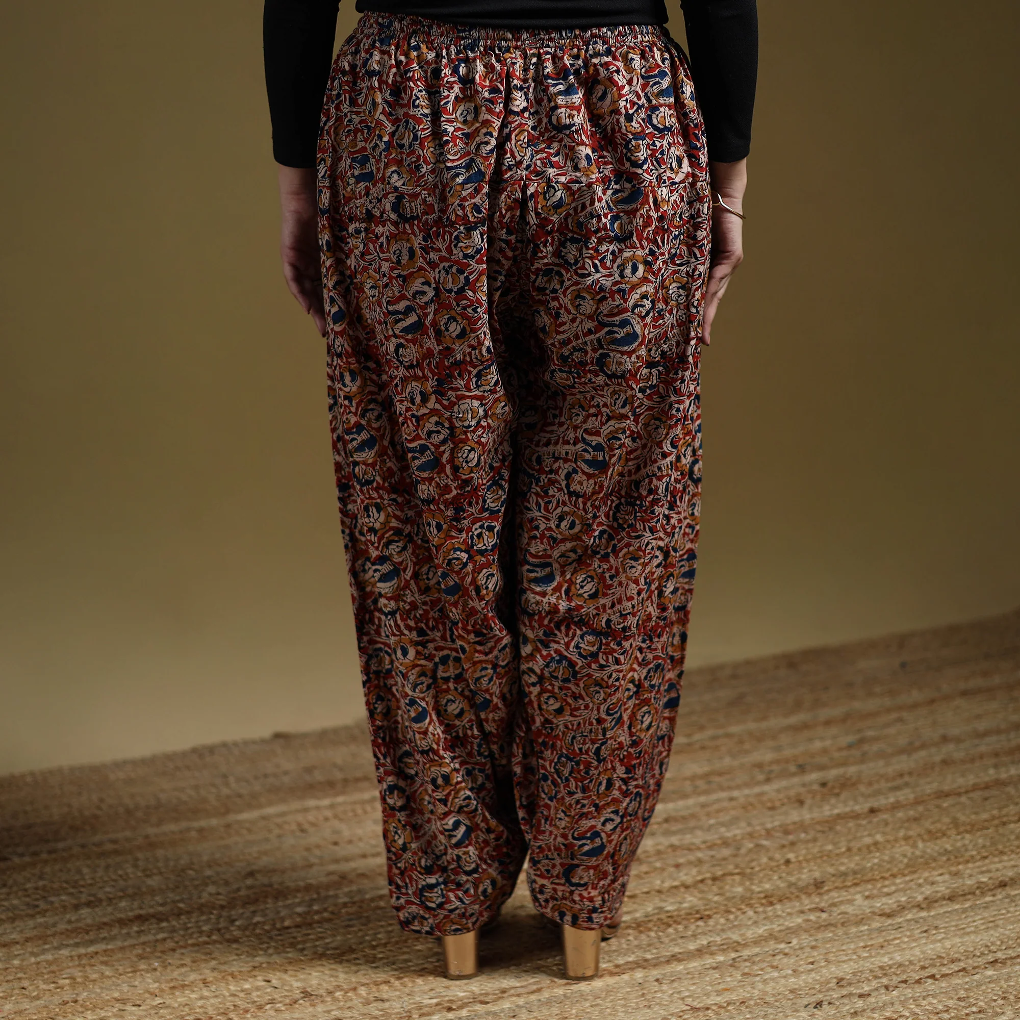 Red - Pedana Kalamkari Hand Block Print Natural Dyed Cotton Salwar 06 - Image 5