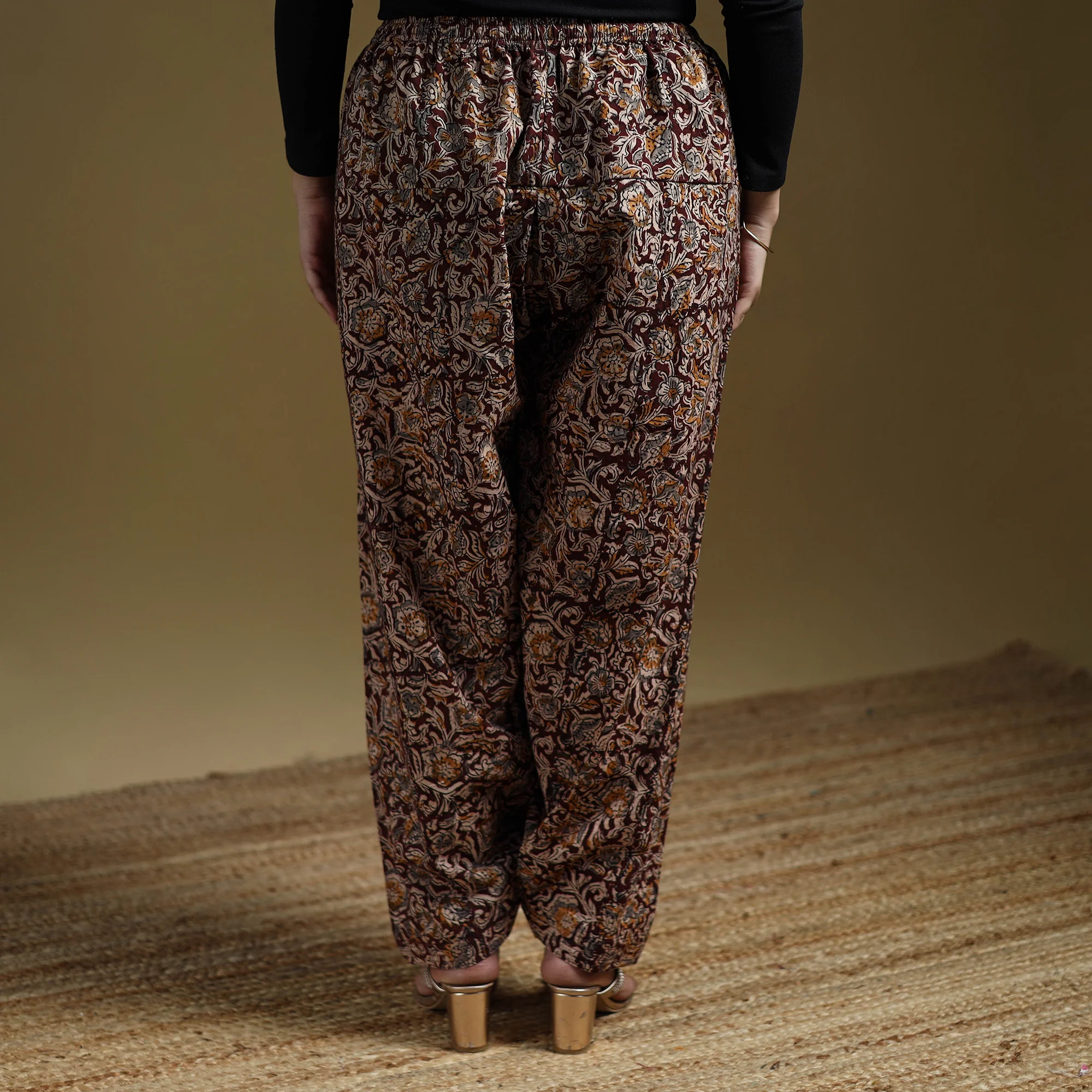 Maroon - Pedana Kalamkari Hand Block Print Natural Dyed Cotton Salwar 07 - Image 5