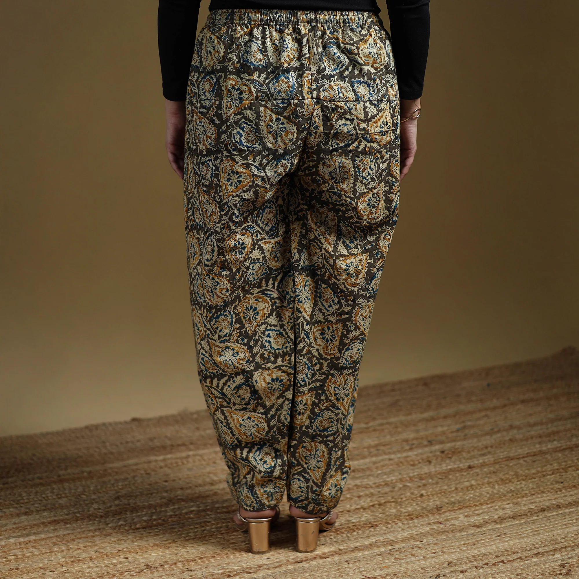 Green - Pedana Kalamkari Hand Block Print Natural Dyed Cotton Salwar 09 - Image 5