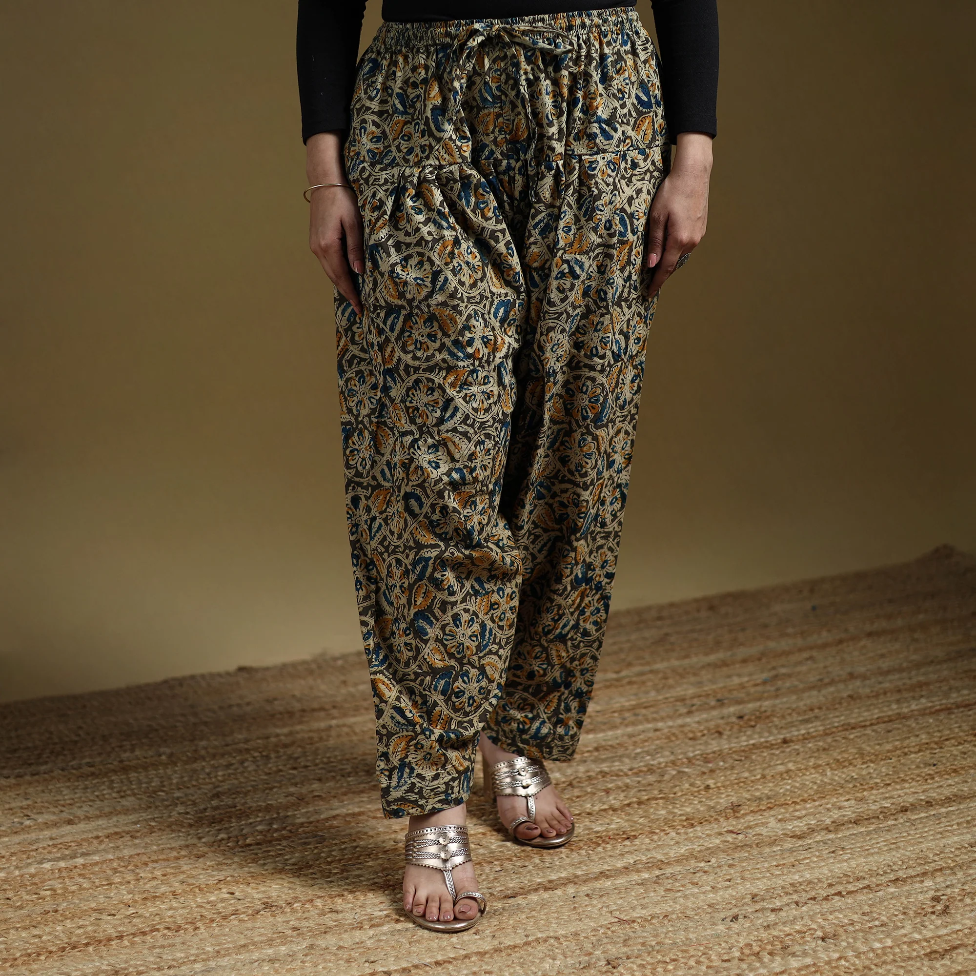 Multicolor - Pedana Kalamkari Hand Block Print Natural Dyed Cotton Salwar 11 - Image 2