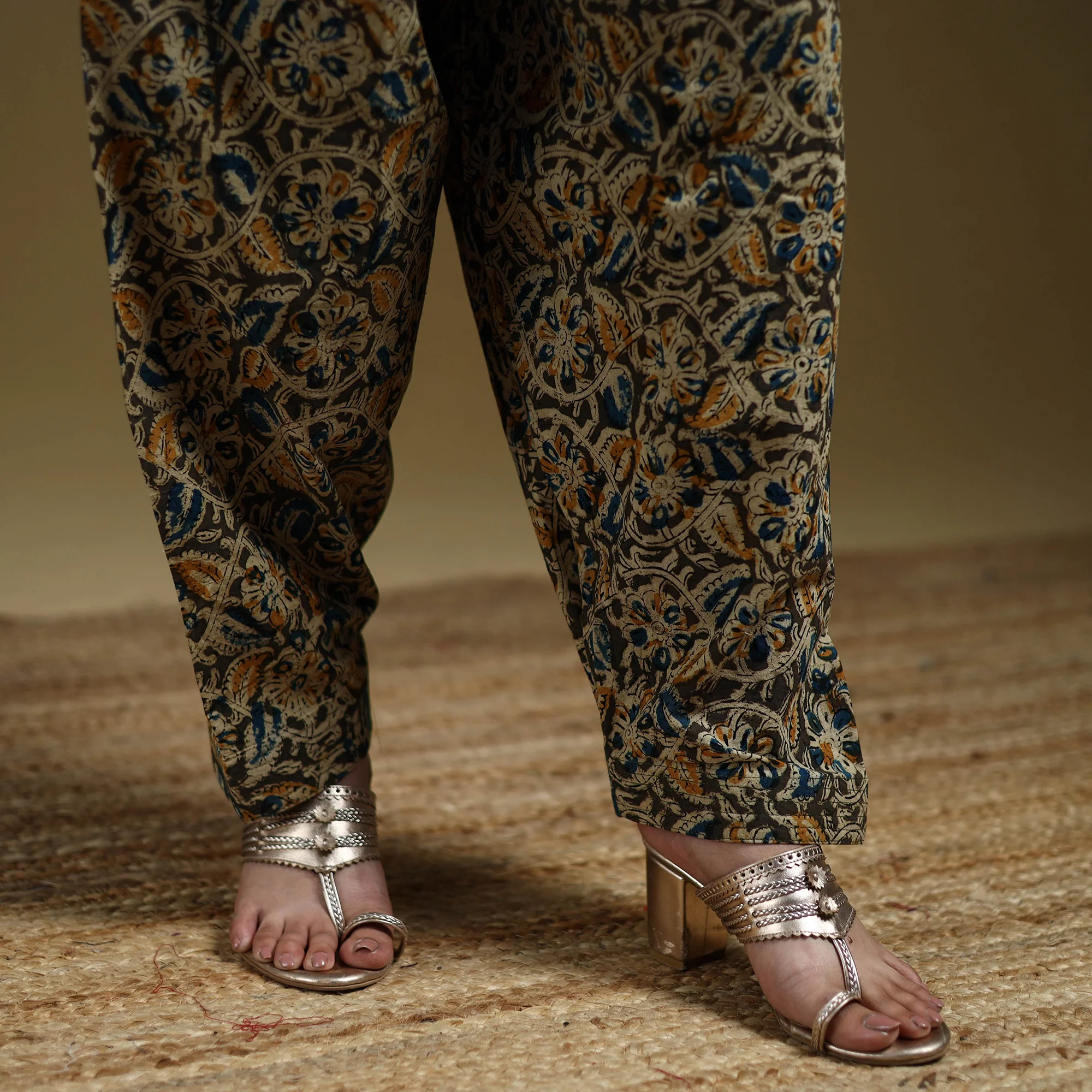 Multicolor - Pedana Kalamkari Hand Block Print Natural Dyed Cotton Salwar 11 - Image 4