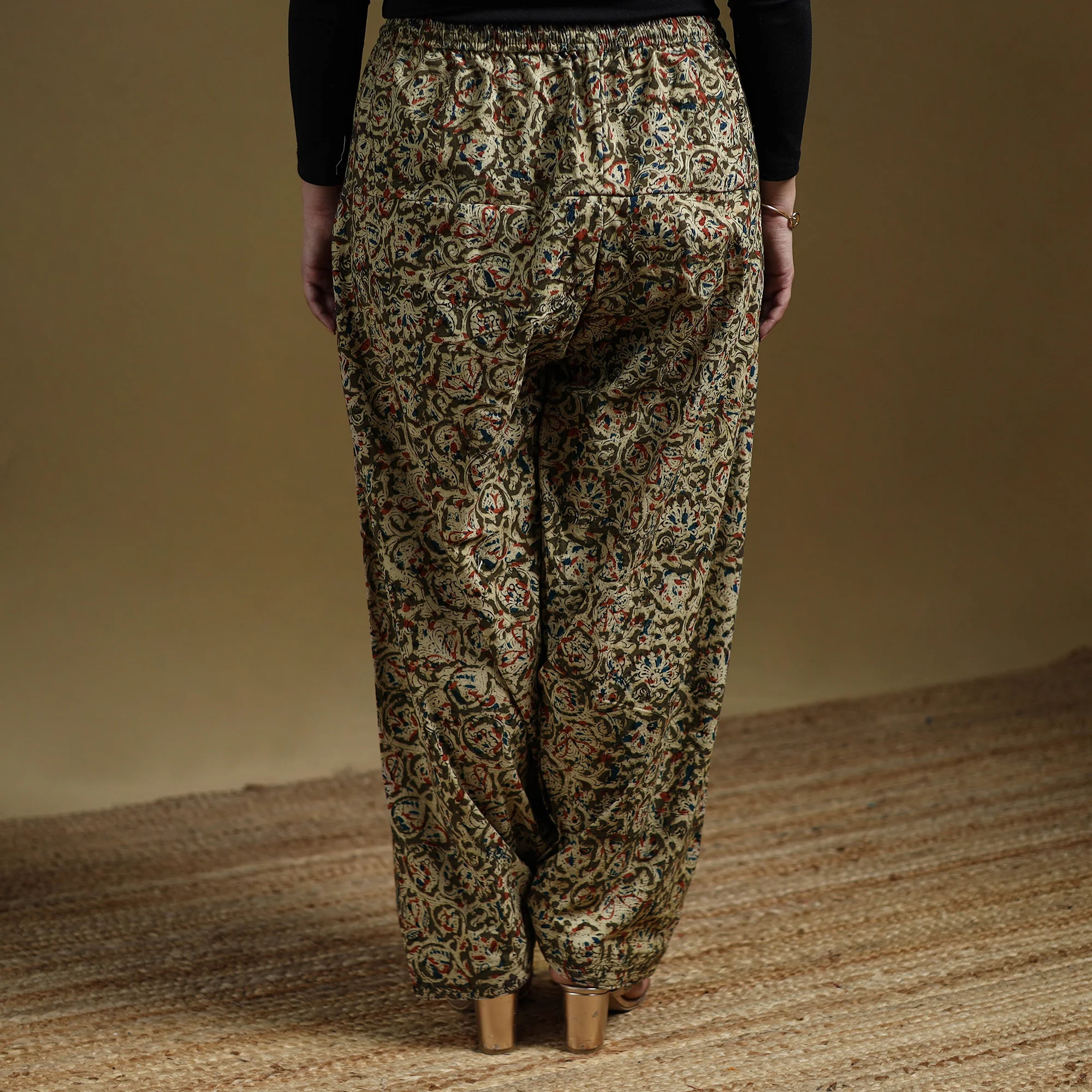 Green - Pedana Kalamkari Hand Block Print Natural Dyed Cotton Salwar 13 - Image 5