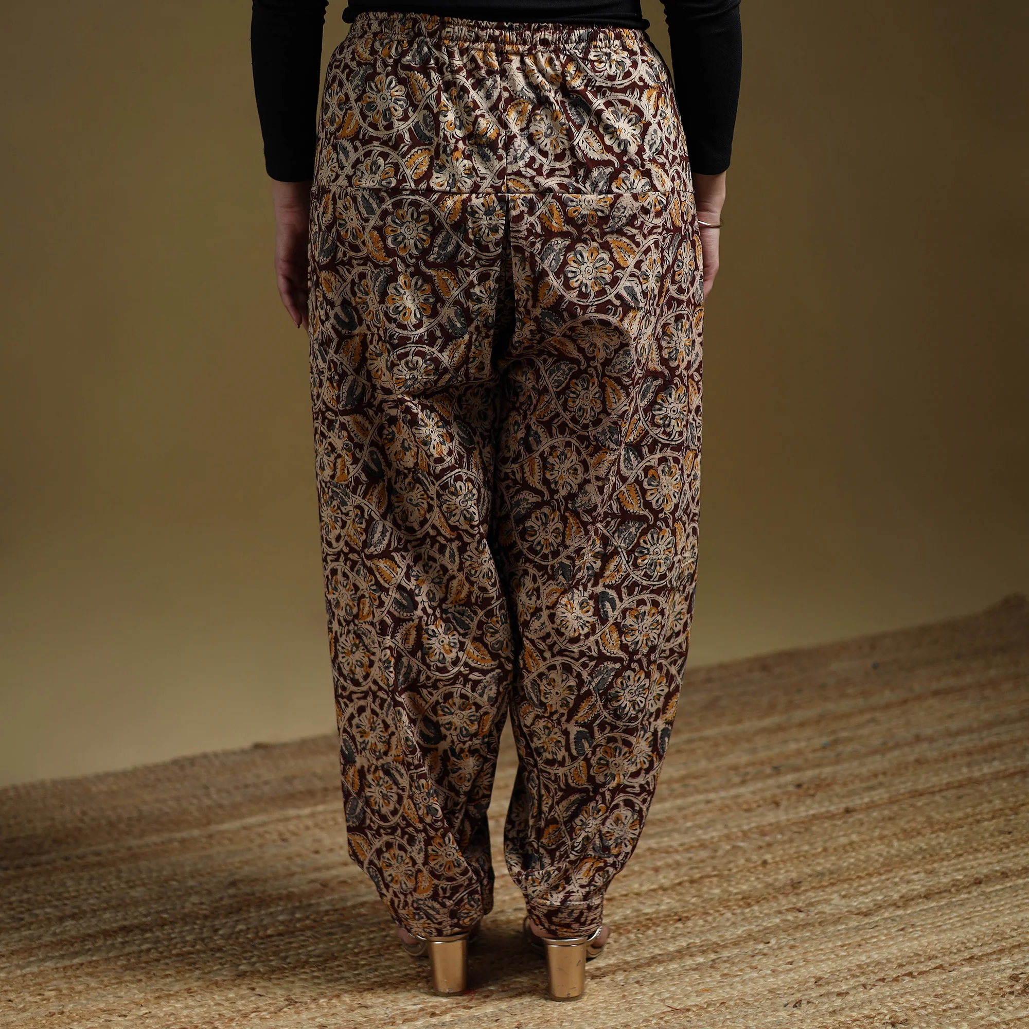 Maroon - Pedana Kalamkari Hand Block Print Natural Dyed Cotton Salwar 16 - Image 5