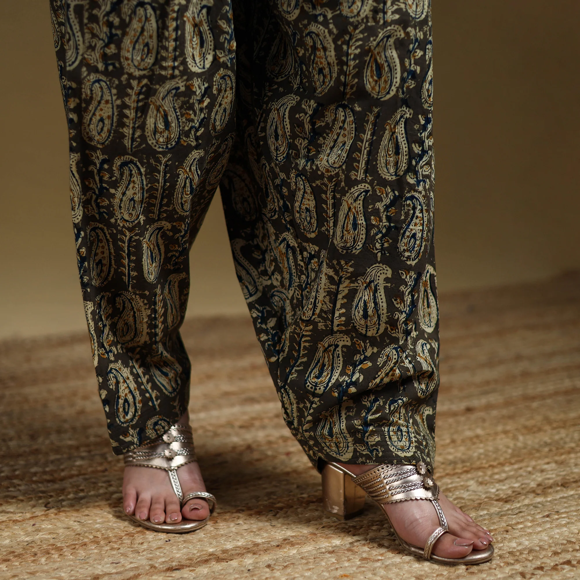 Green - Pedana Kalamkari Hand Block Print Natural Dyed Cotton Salwar 17 - Image 4