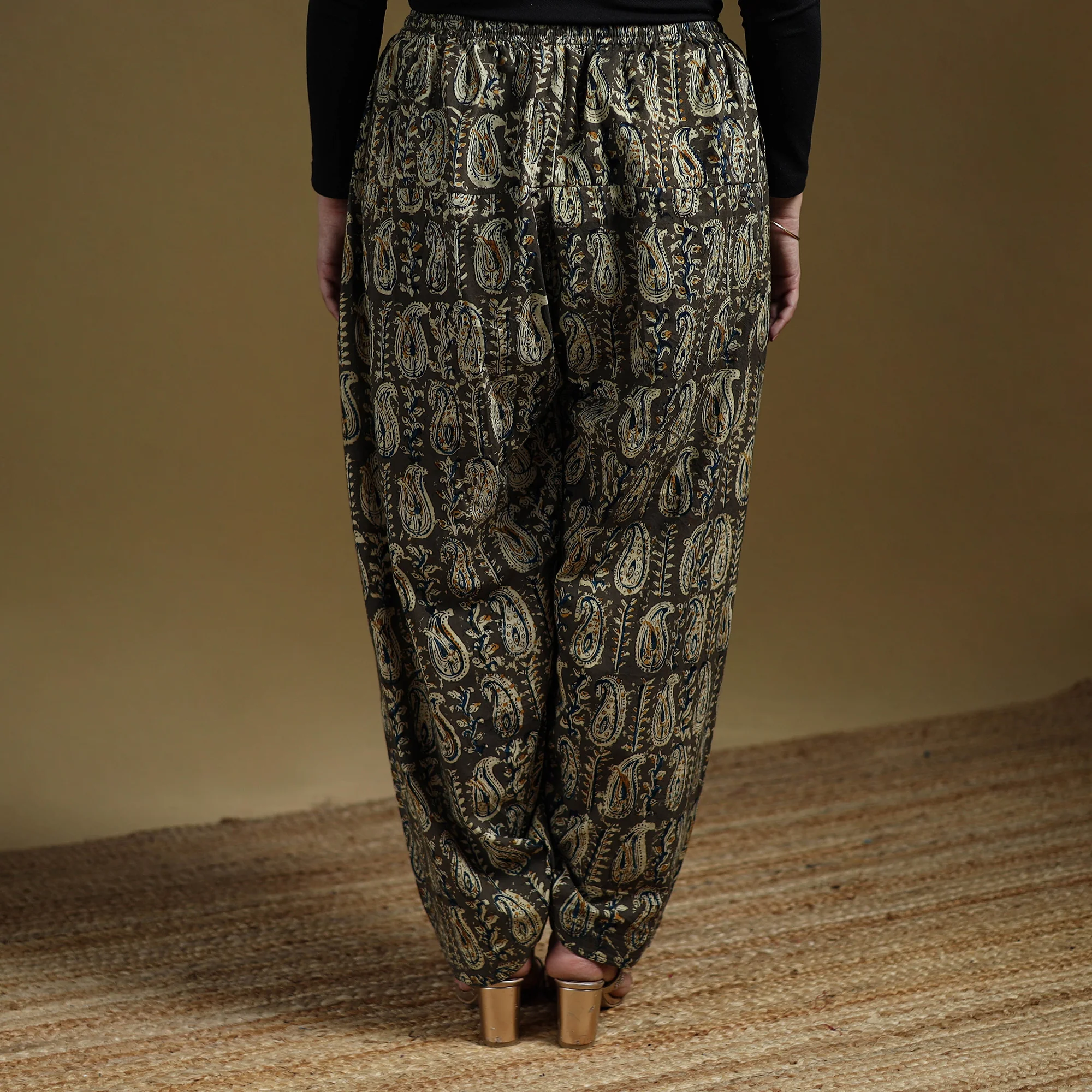 Green - Pedana Kalamkari Hand Block Print Natural Dyed Cotton Salwar 17 - Image 5