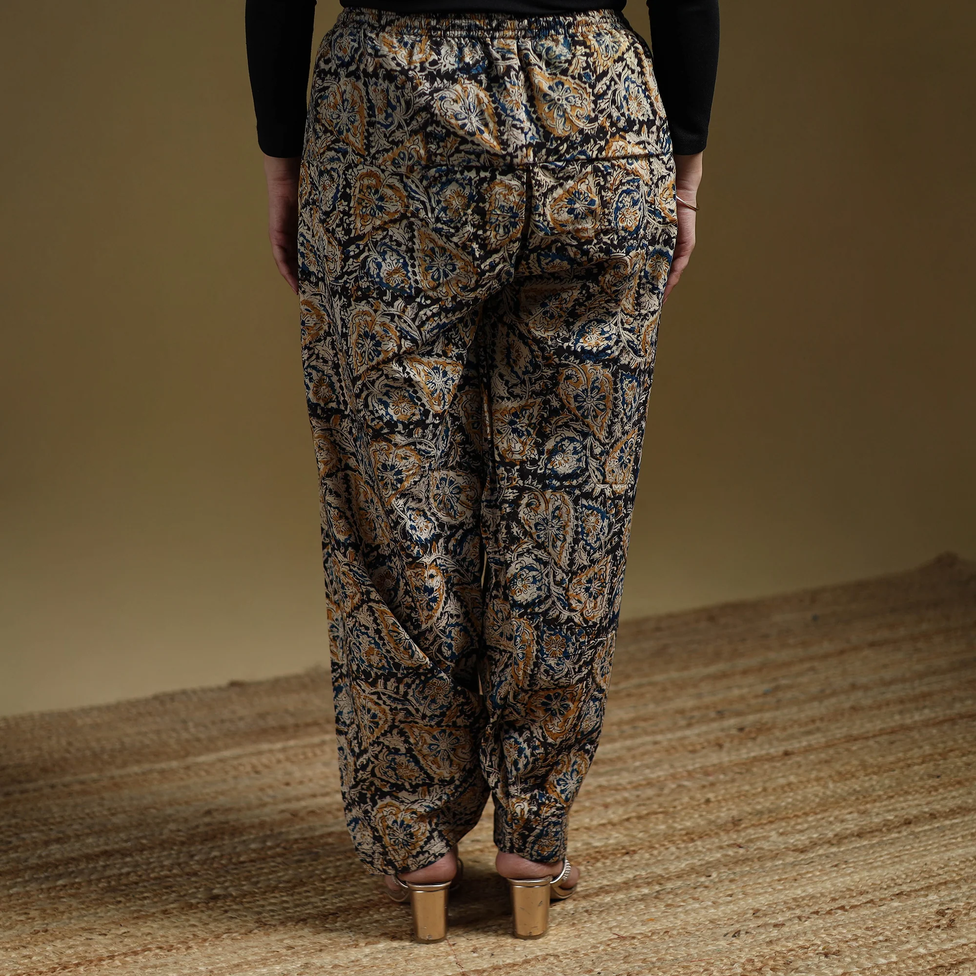 Black - Pedana Kalamkari Hand Block Print Natural Dyed Cotton Salwar 18 - Image 5