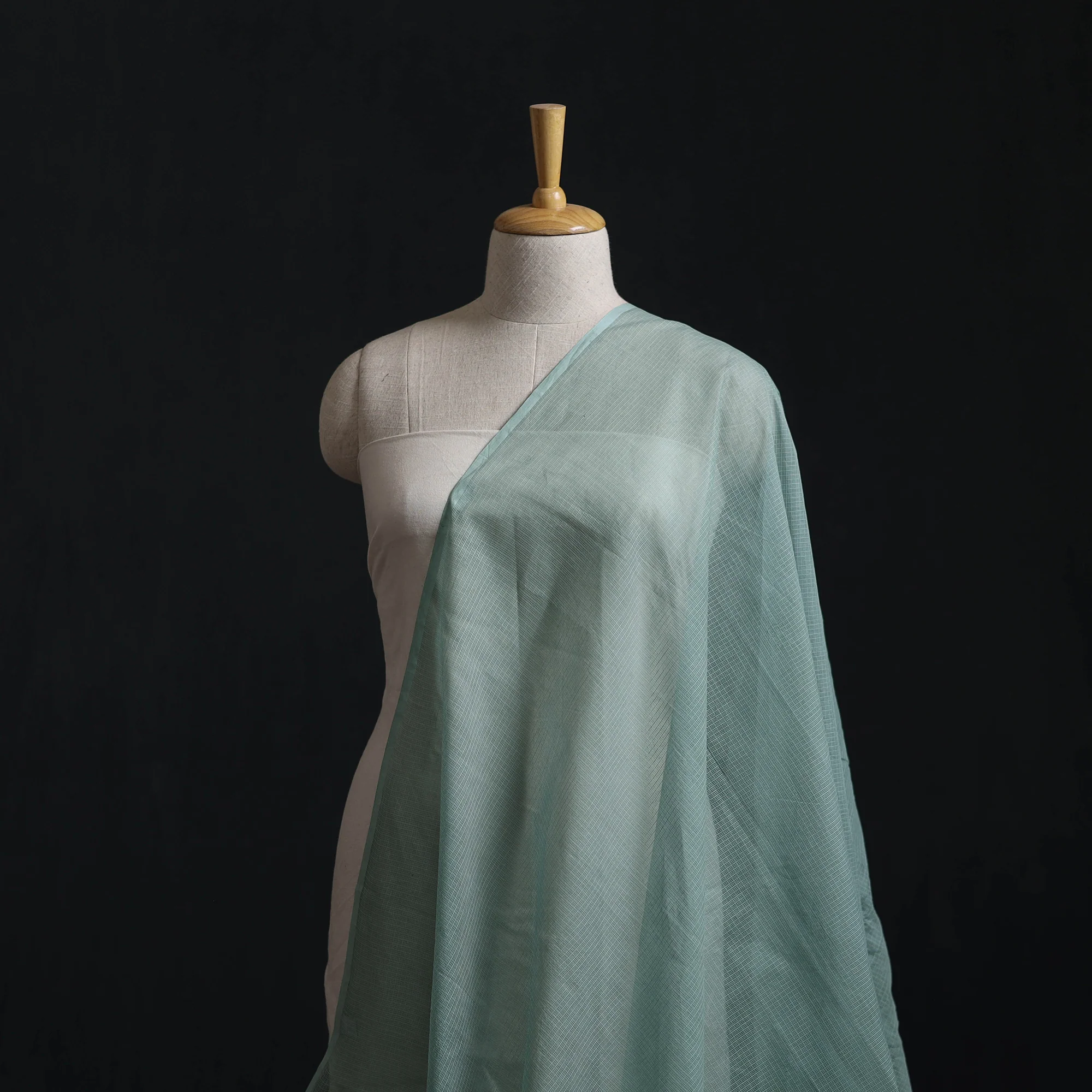 Green - Plain Kota Doria Cotton Fabric 02 - Image 2