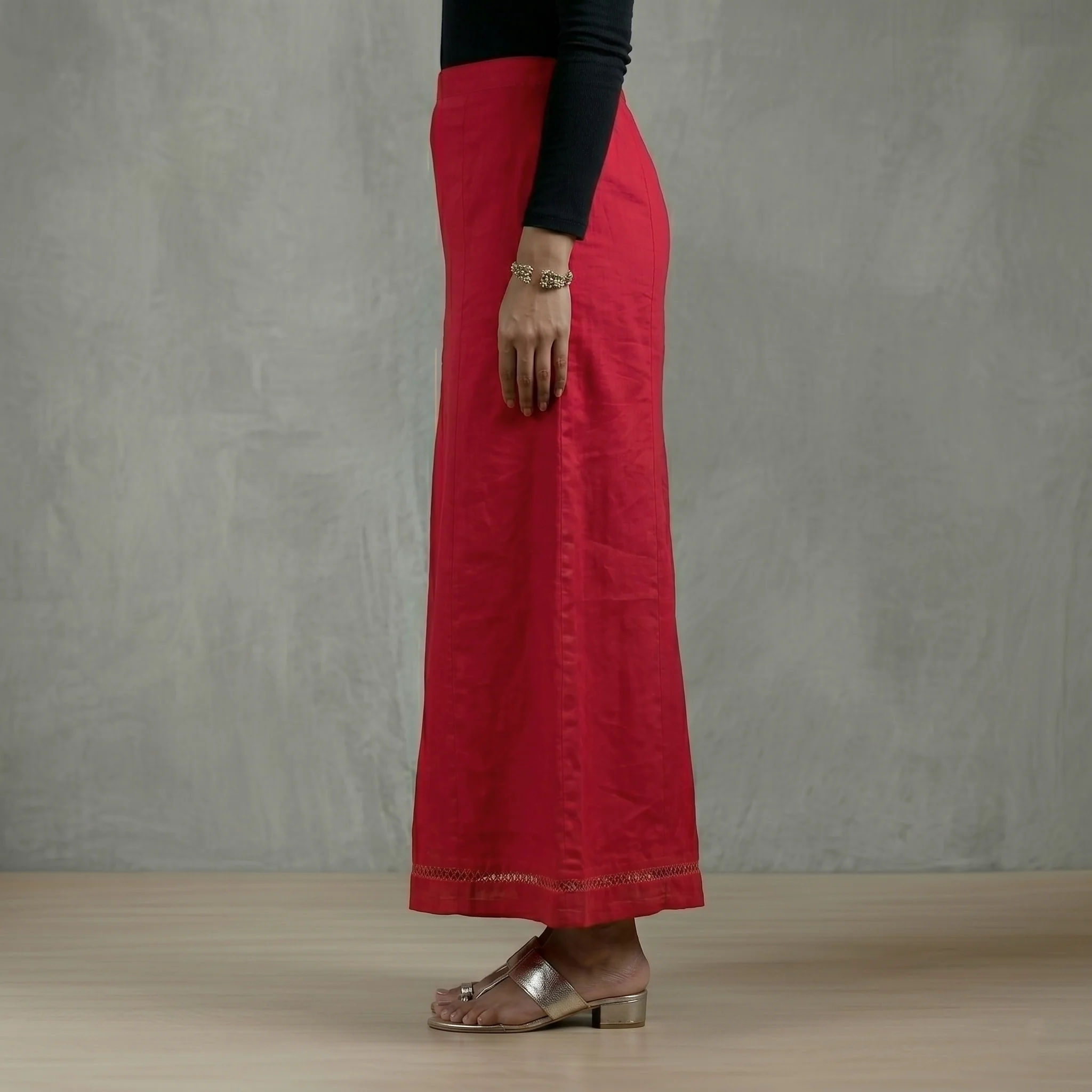 Pink - Plain Woven Cotton Lycra Inskirt 04 - Image 3