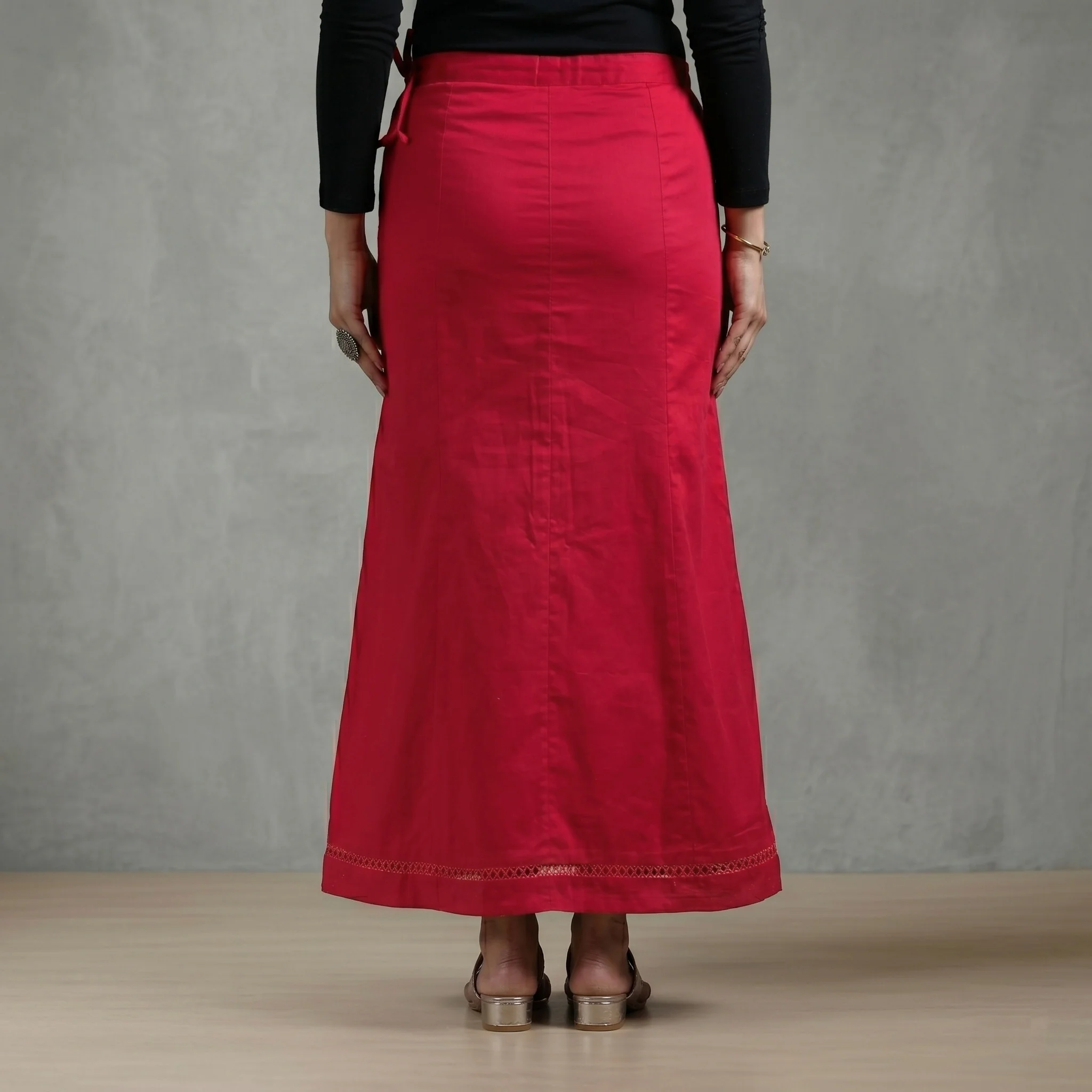 Pink - Plain Woven Cotton Lycra Inskirt 04 - Image 4