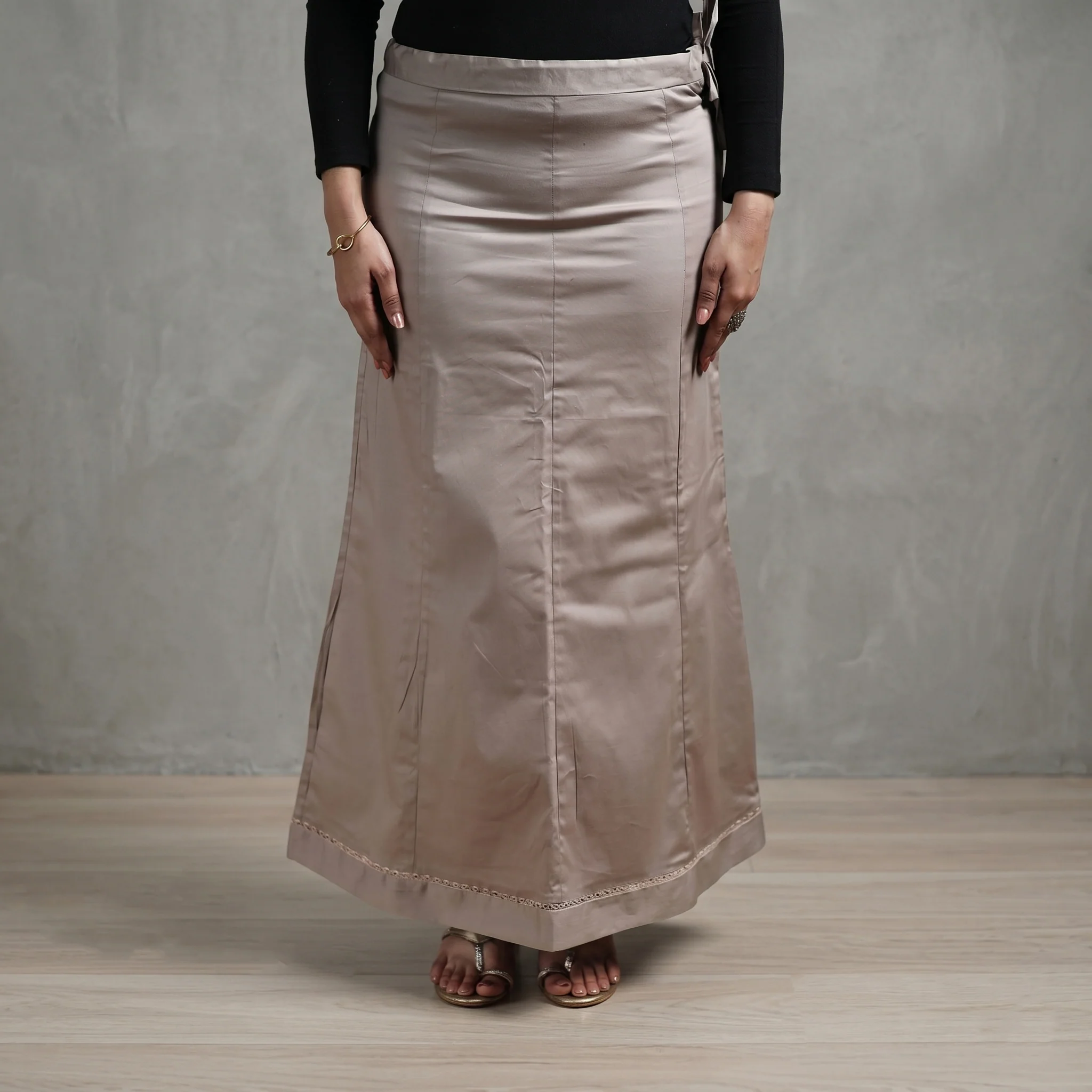 Brown - Plain Woven Cotton Lycra Inskirt 05