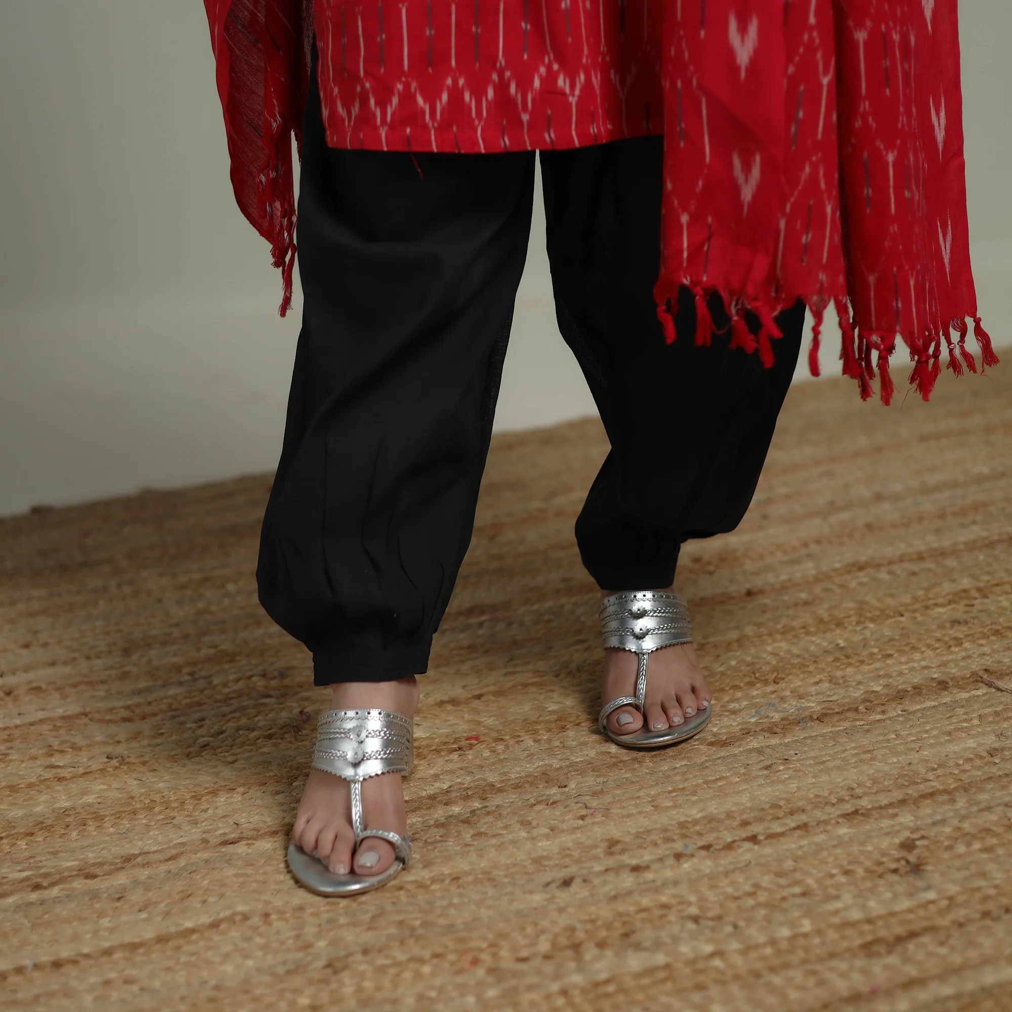 Pochampally Ikat Cotton Suit Set with Dupatta for women 01 - Image 5