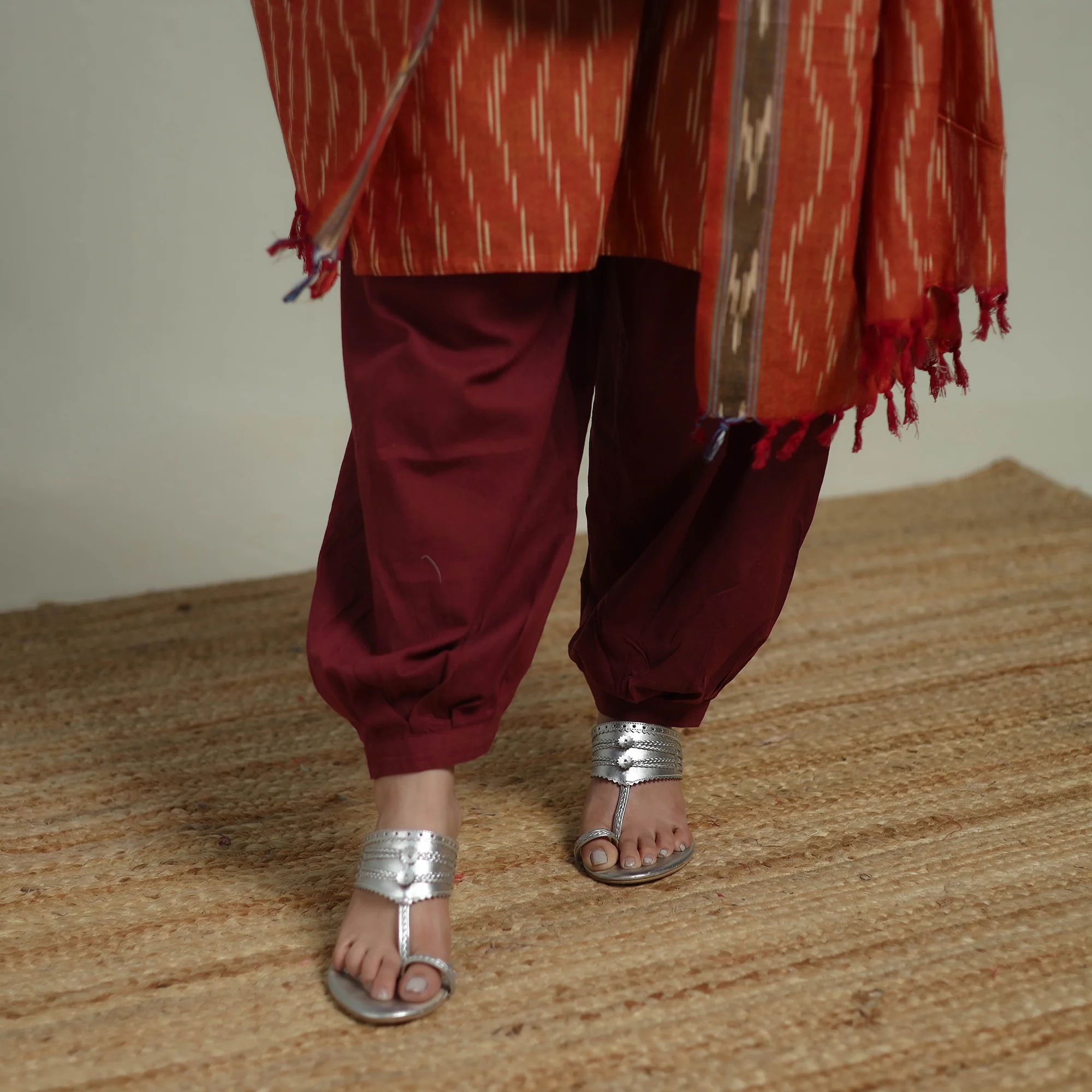 Pochampally Ikat Cotton Suit Set with Dupatta for women 03 - Image 5