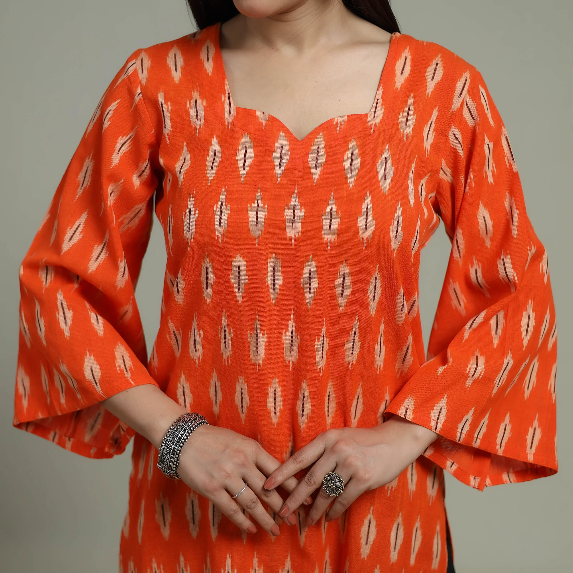 Pochampally Ikat Cotton Suit Set with Dupatta for women 06 - Image 3