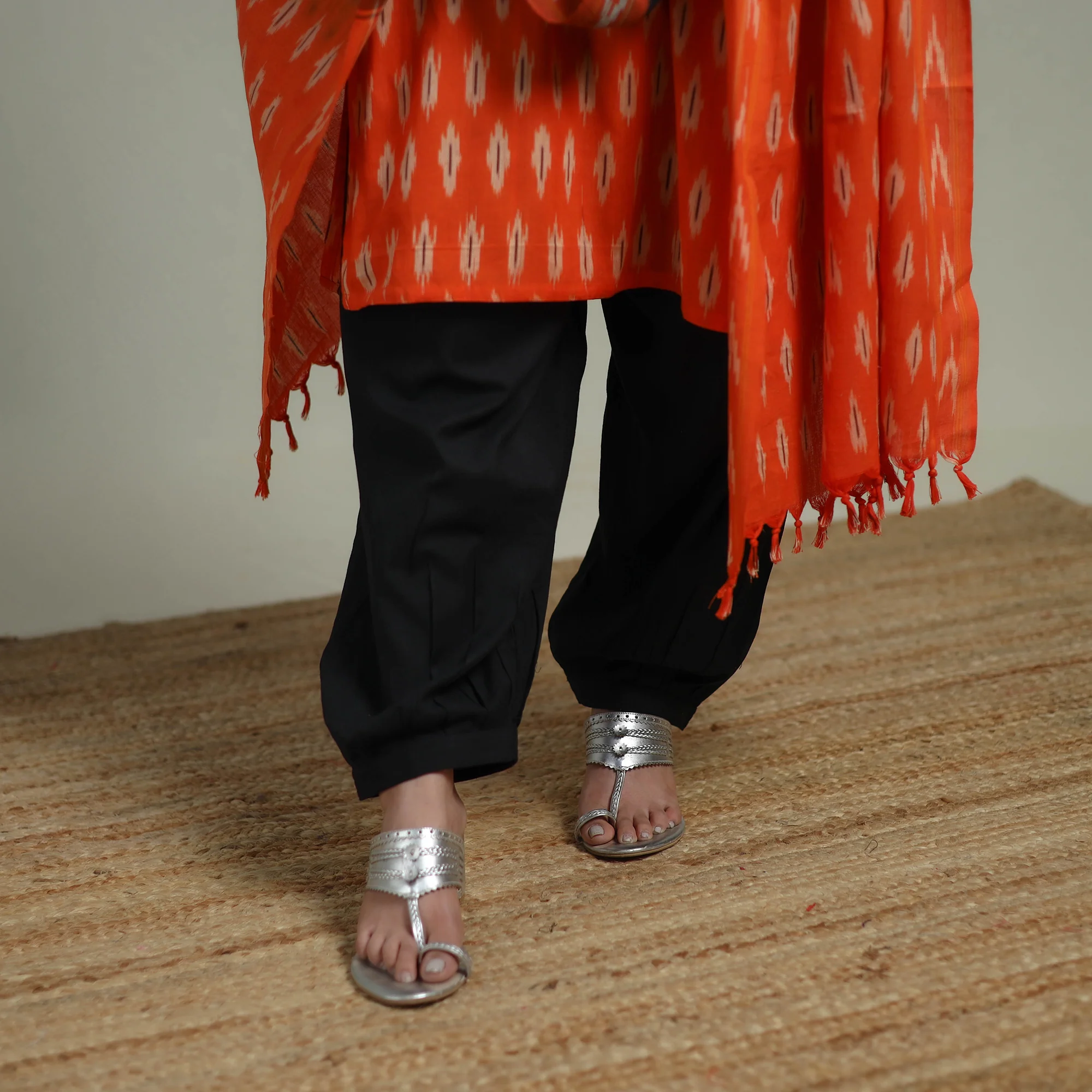 Pochampally Ikat Cotton Suit Set with Dupatta for women 06 - Image 4