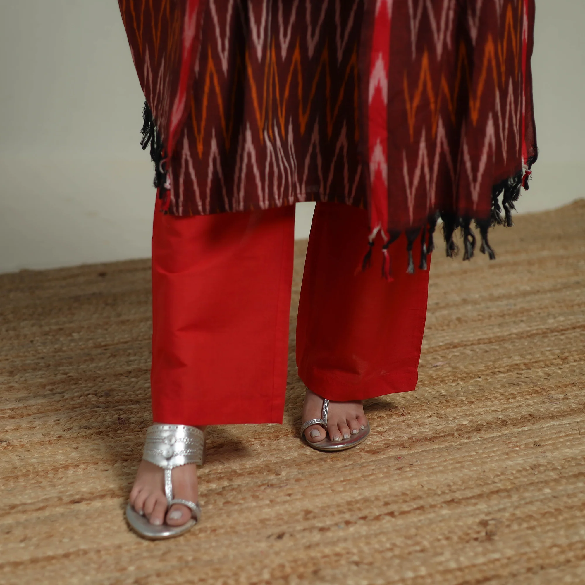 Pochampally Ikat Cotton Suit Set with Dupatta for women 11 - Image 5
