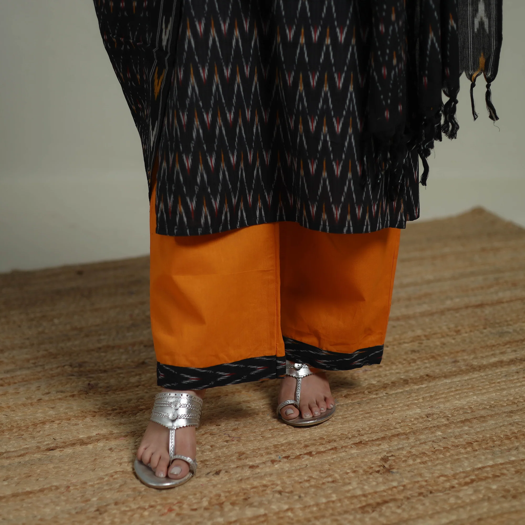 Pochampally Ikat Cotton Suit Set with Dupatta for women 14 - Image 5