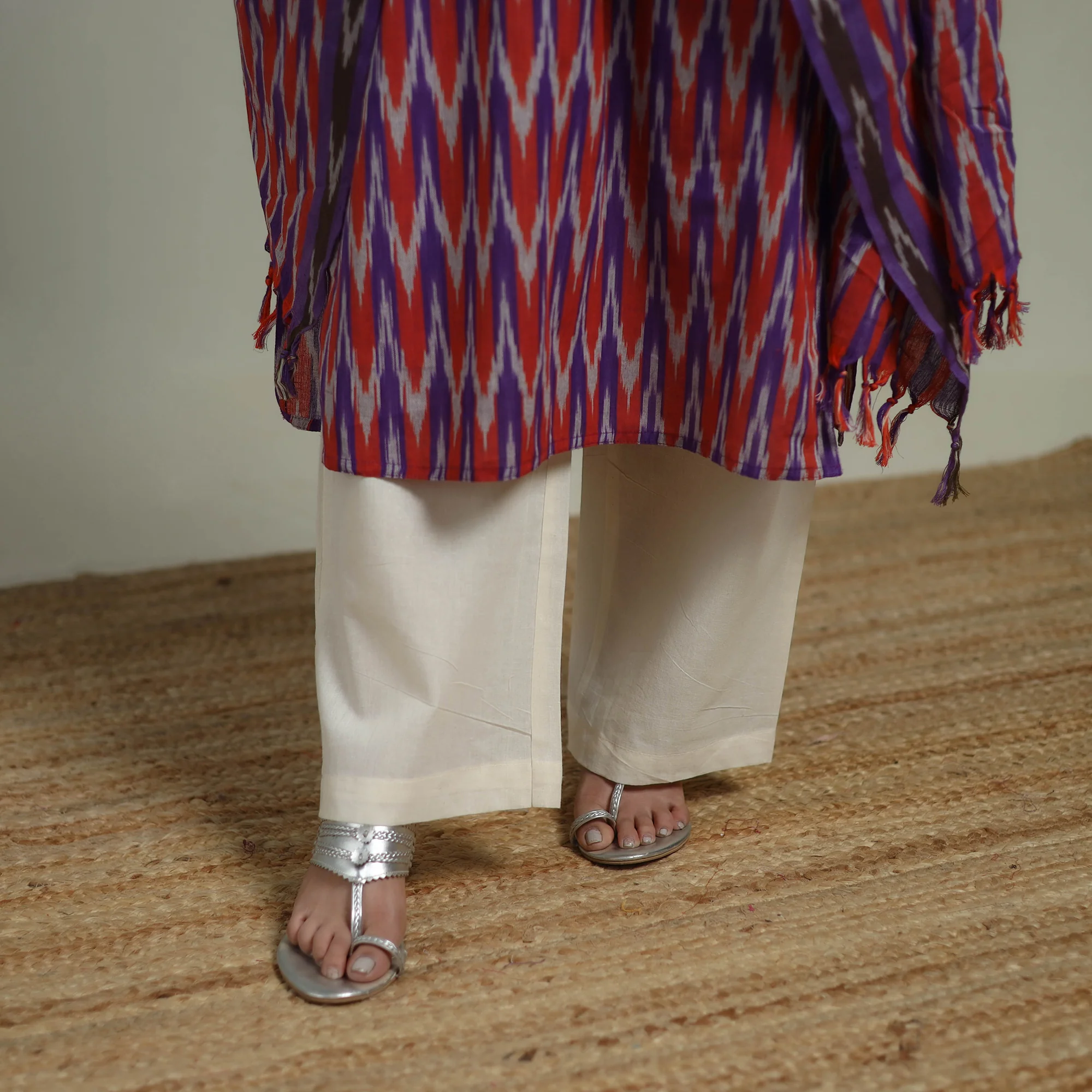 Pochampally Ikat Cotton Suit Set with Dupatta for women 17 - Image 5