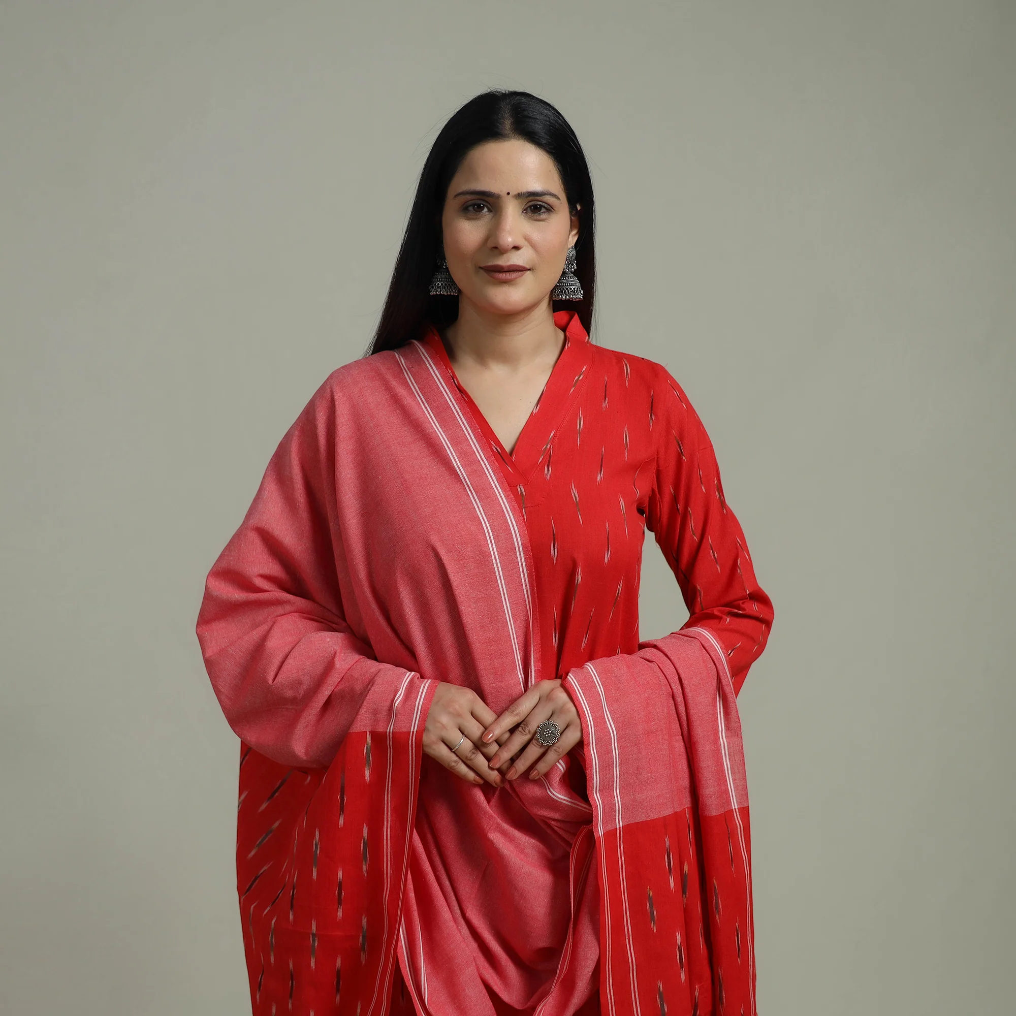 Pochampally Ikat Cotton Suit Set with Dupatta for women 18 - Image 3