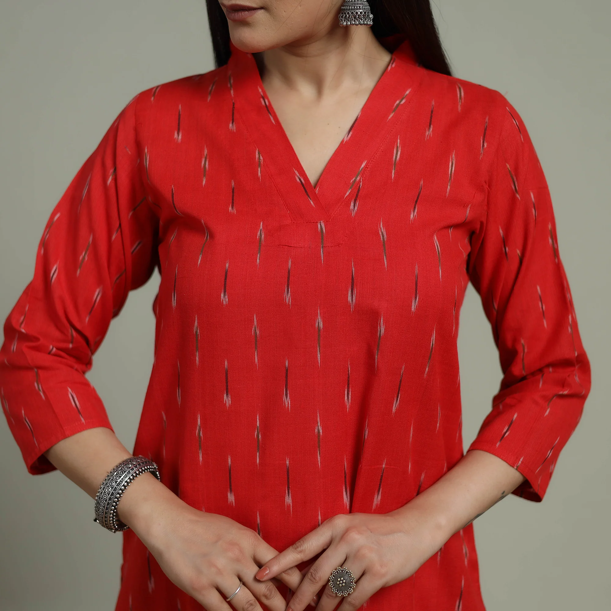 Pochampally Ikat Cotton Suit Set with Dupatta for women 18 - Image 4