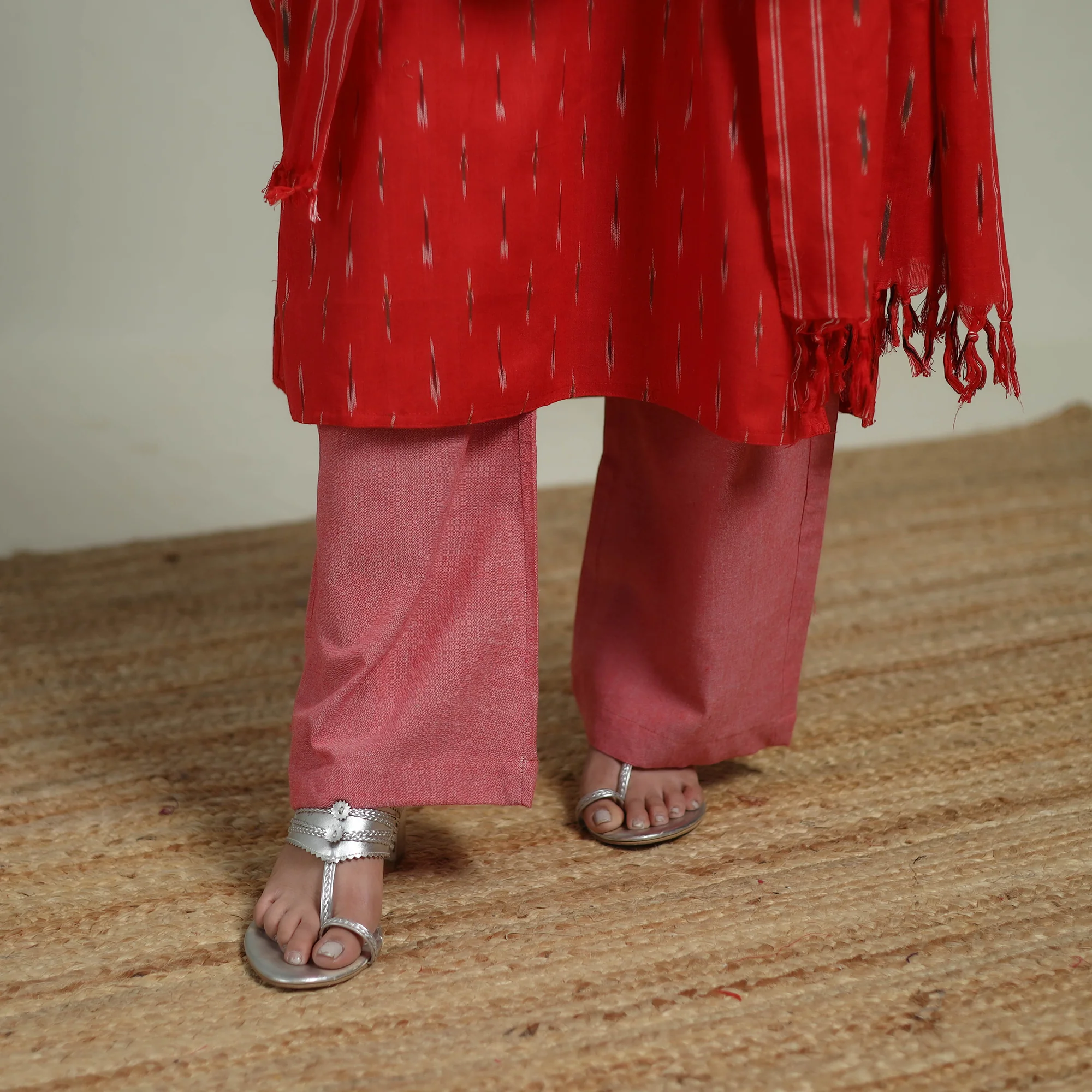 Pochampally Ikat Cotton Suit Set with Dupatta for women 18 - Image 5