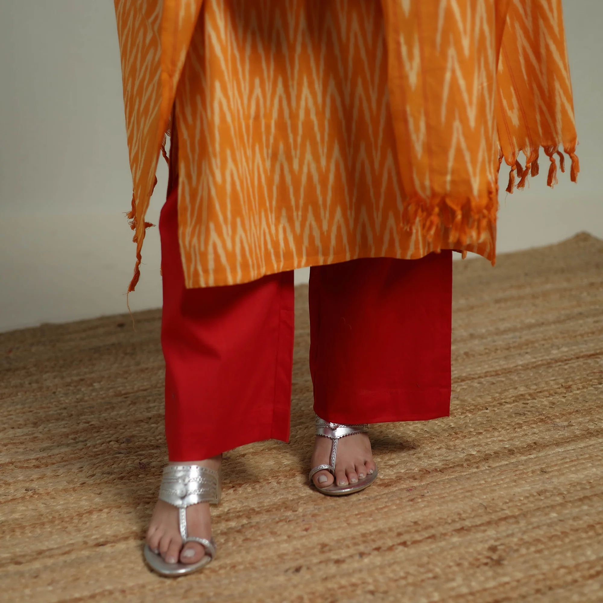 Pochampally Ikat Cotton Suit Set with Dupatta for women 19 - Image 5
