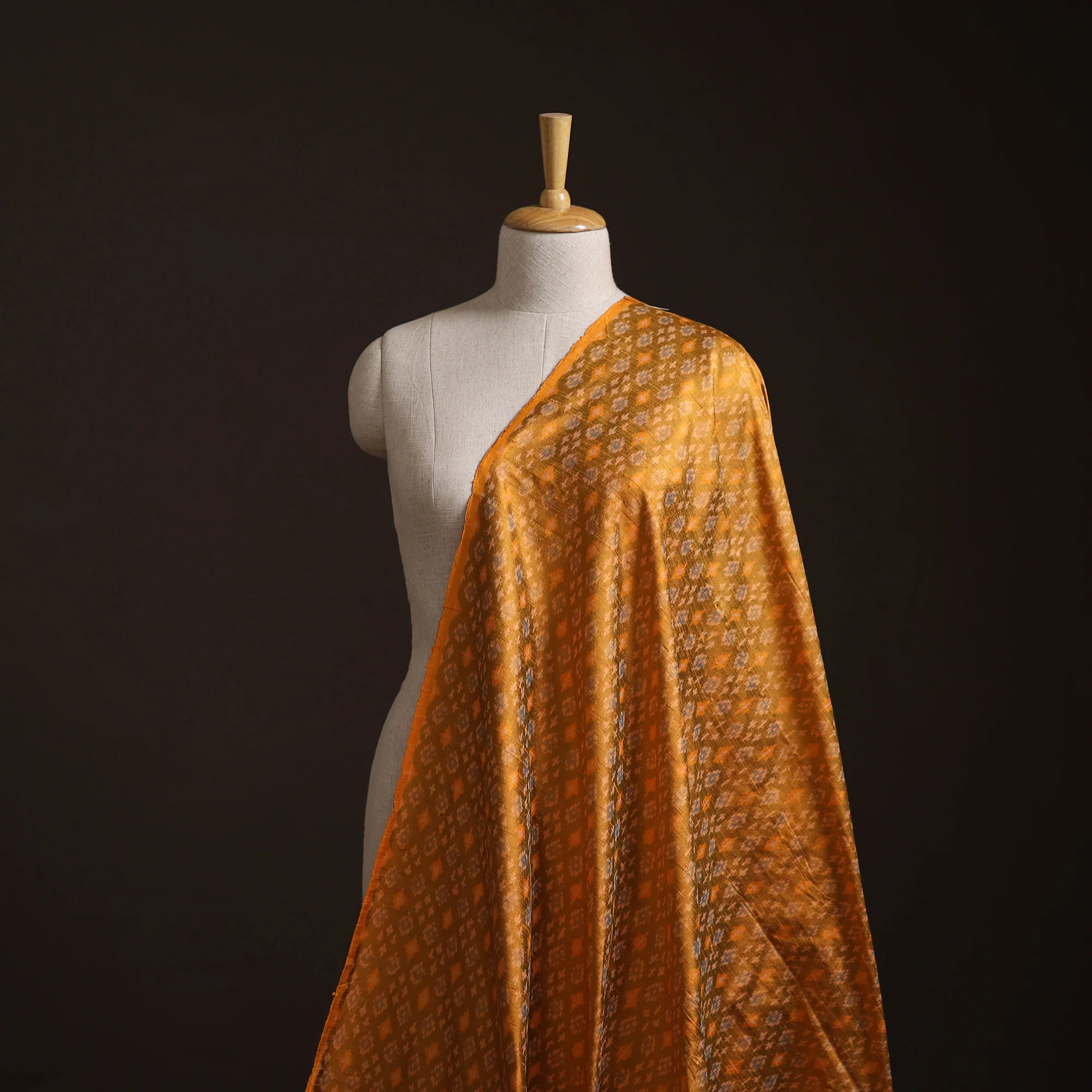 Pochampally Ikat Pure Handloom Raw Silk Fabric 03 - Image 2