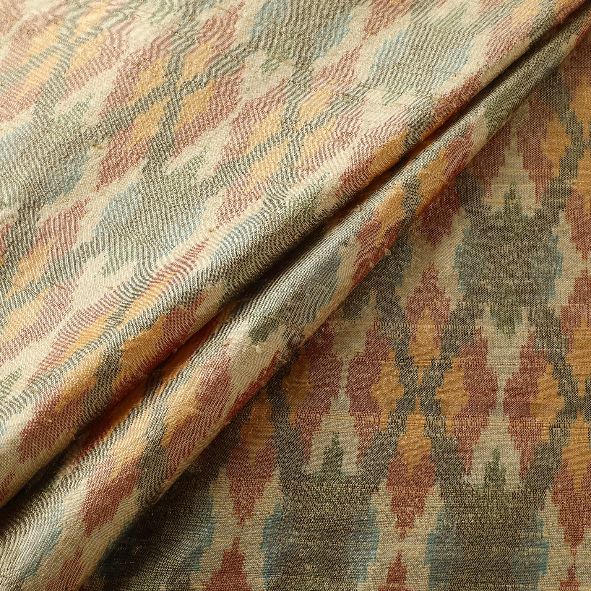 Pochampally Ikat Pure Handloom Raw Silk Fabric 06 - Image 3