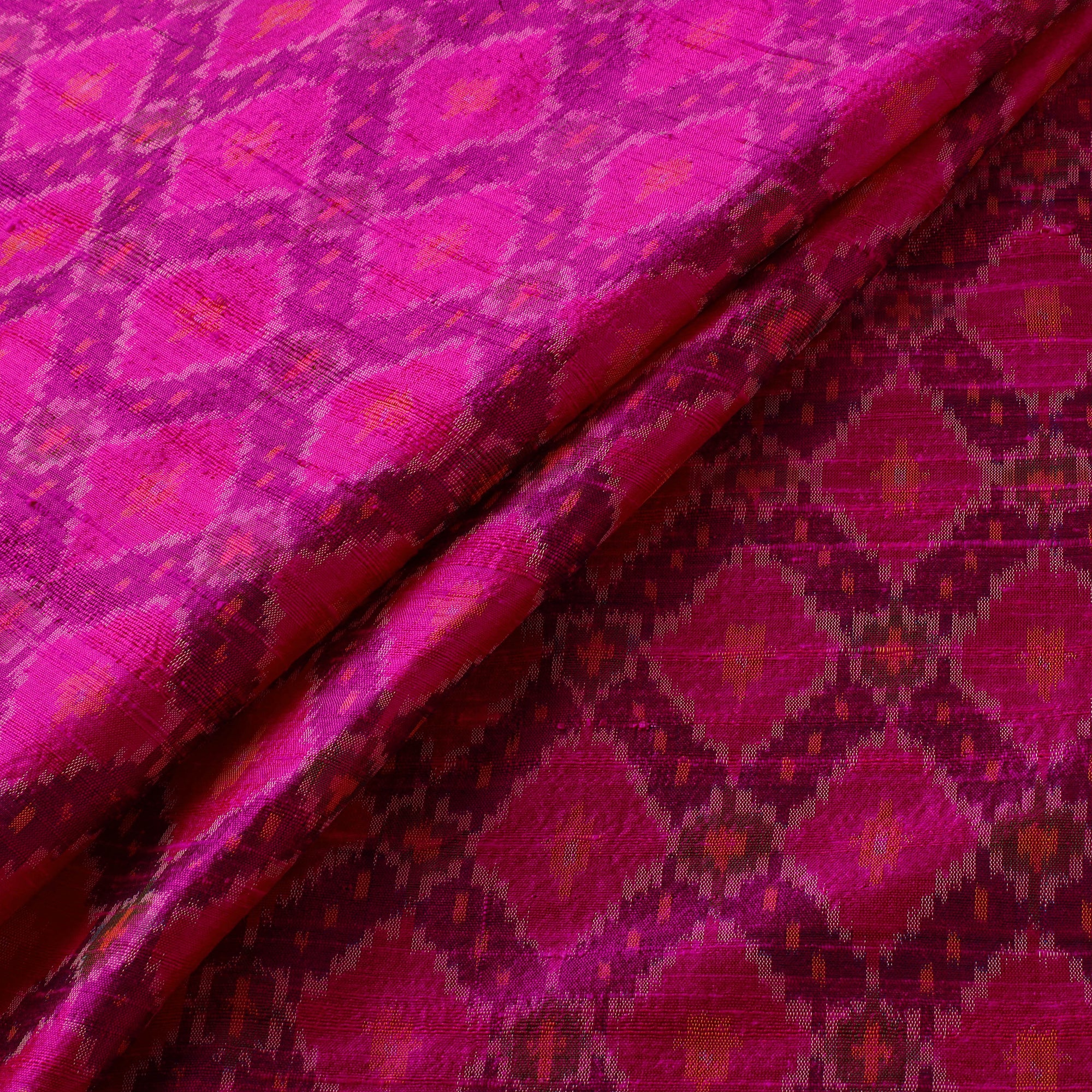 Pochampally Ikat Pure Handloom Raw Silk Fabric 08 - Image 3