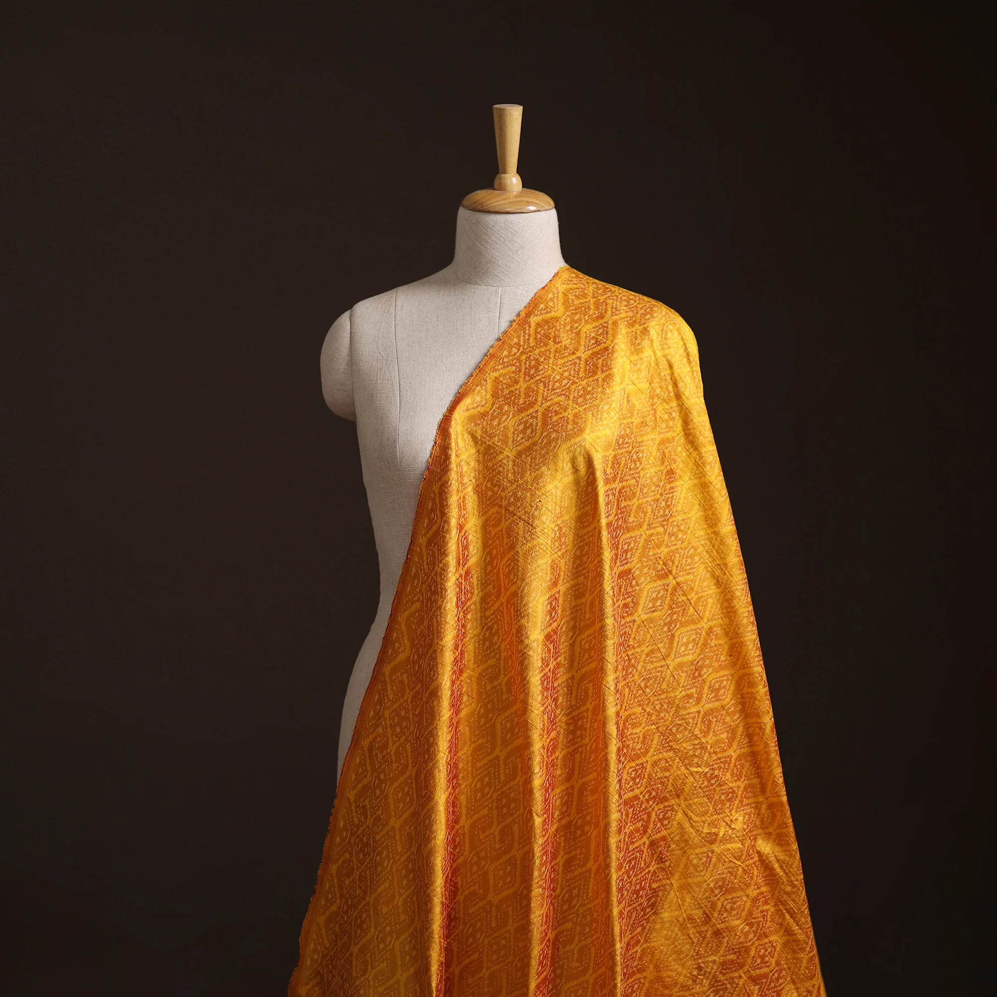 Pochampally Ikat Pure Handloom Raw Silk Fabric 09 - Image 2