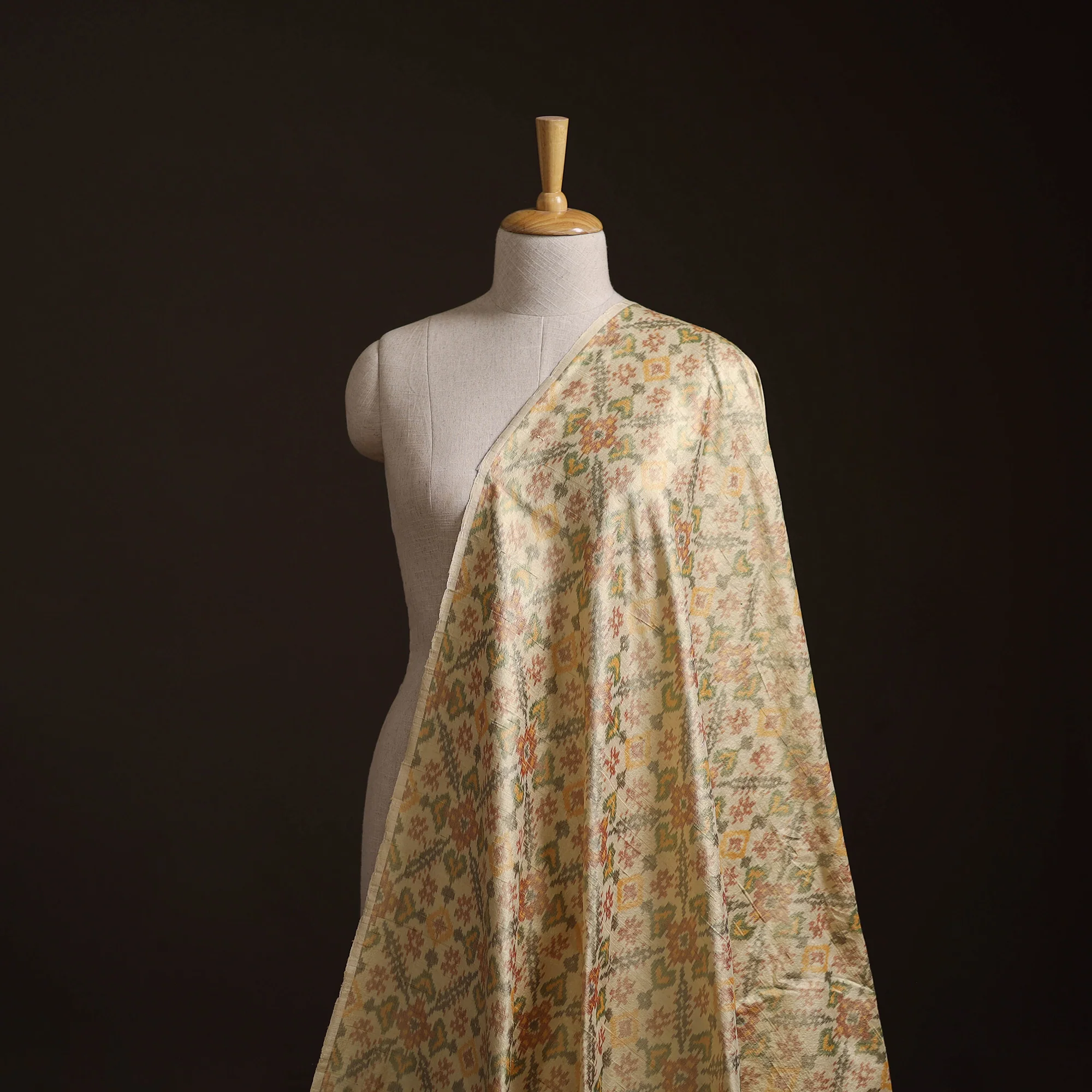Pochampally Ikat Pure Handloom Raw Silk Fabric 10 - Image 2