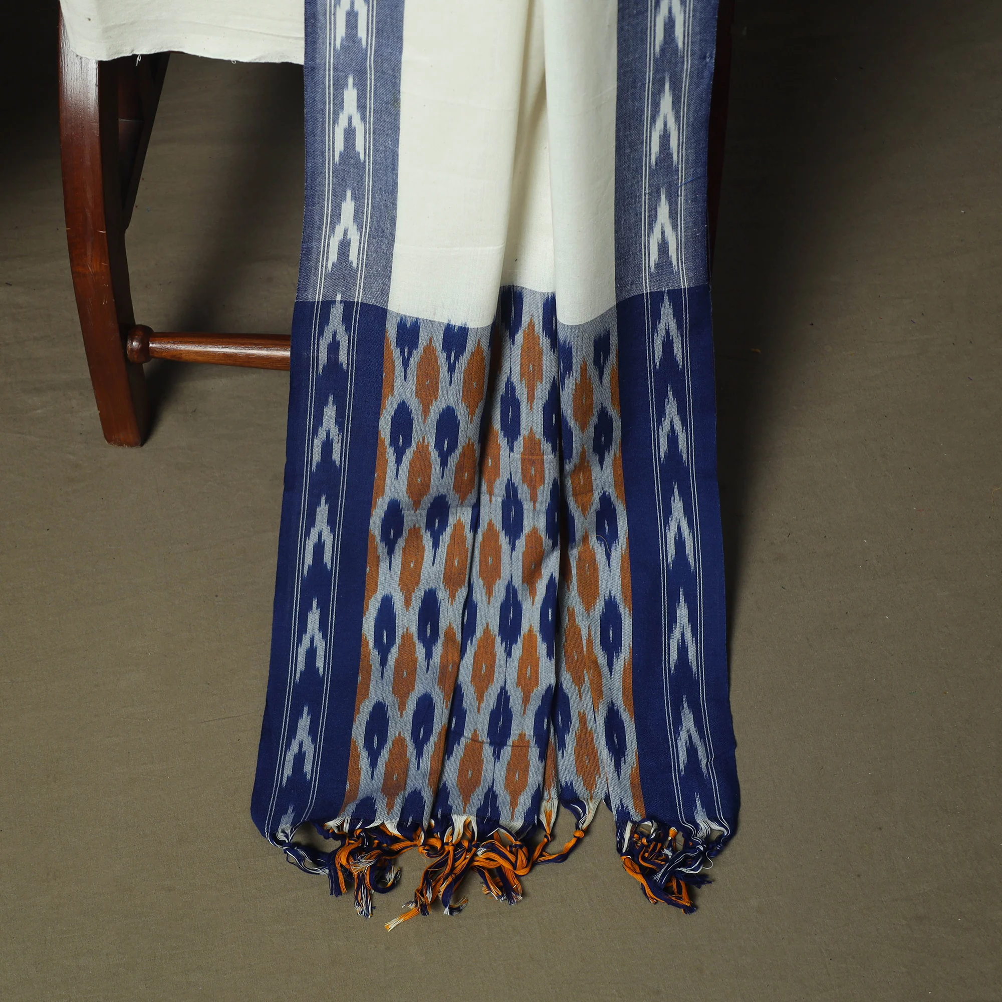 Multicolor - Pochampally Ikat Weave 3pc Cotton Unstitched Dress Material Suit Set 64 - Image 4