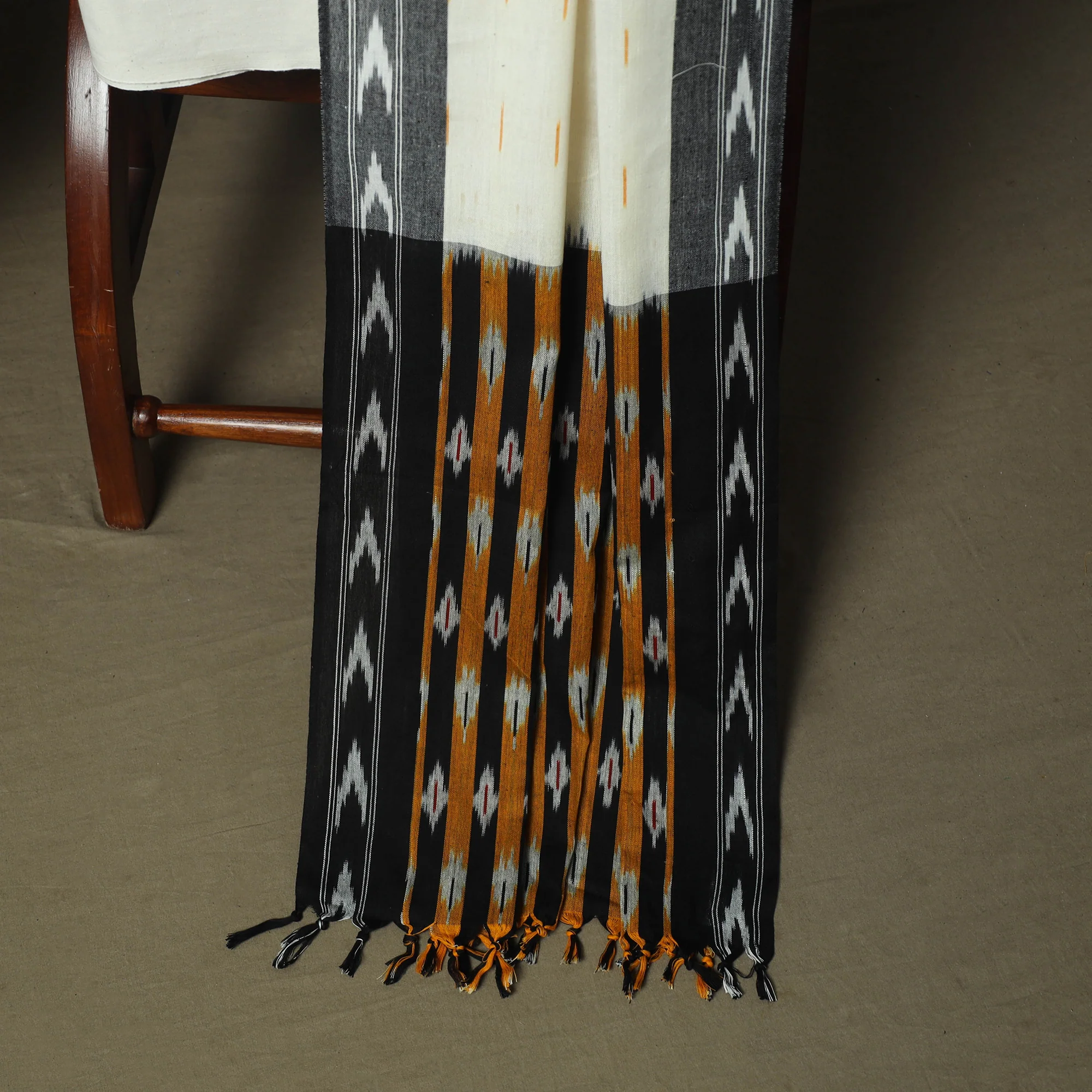 Multicolor - Pochampally Ikat Weave 3pc Cotton Unstitched Dress Material Suit Set 65 - Image 4