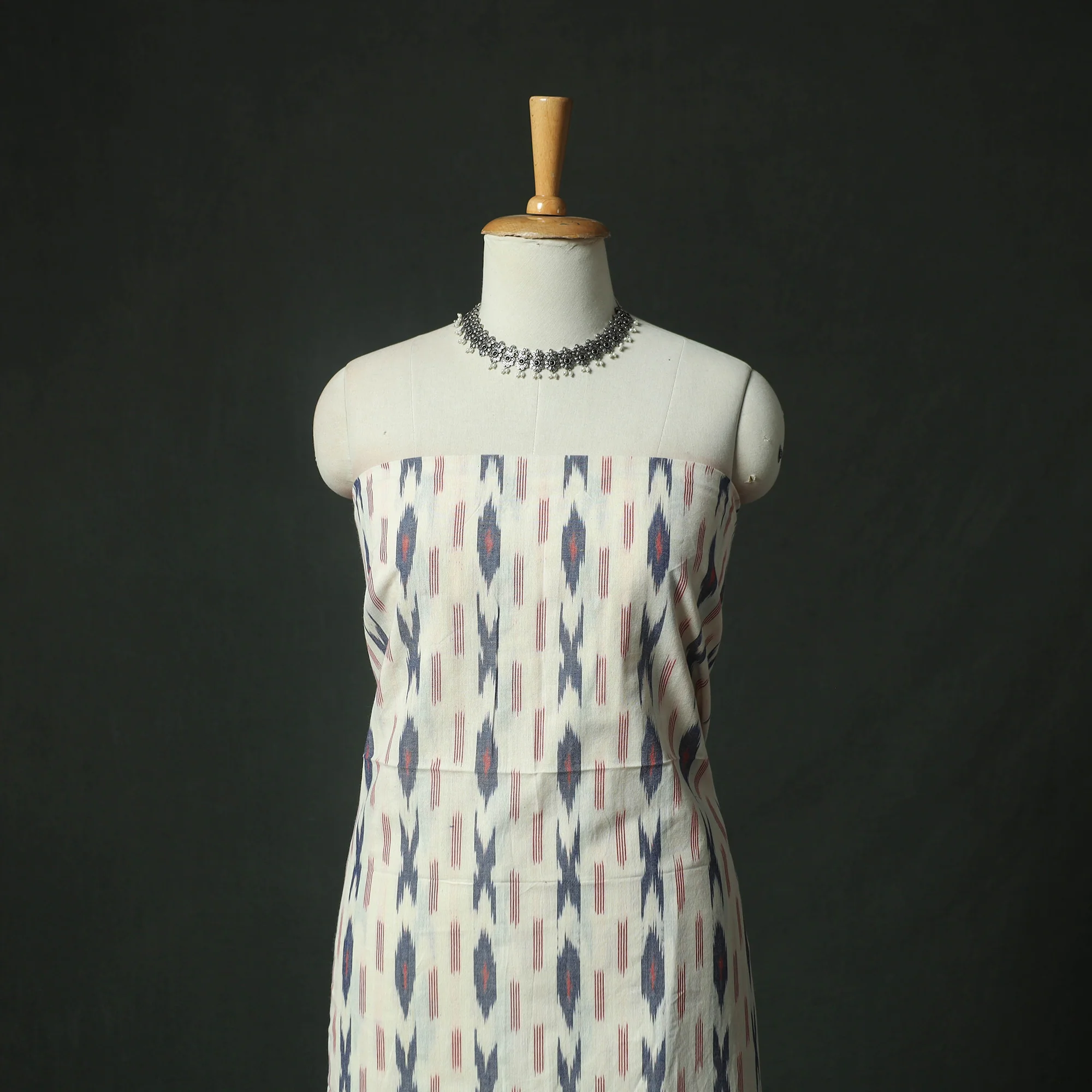 Pochampally Ikat Weave Cotton 2pc Unstitched Dress Material Kurta Set 15 - Image 2