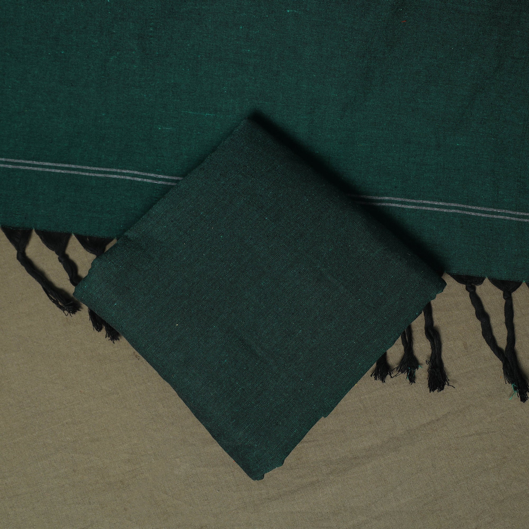 Blue - Pochampally Ikat Weave Cotton 3pc Unstitched Dress Material Suit Set 09 - Image 5