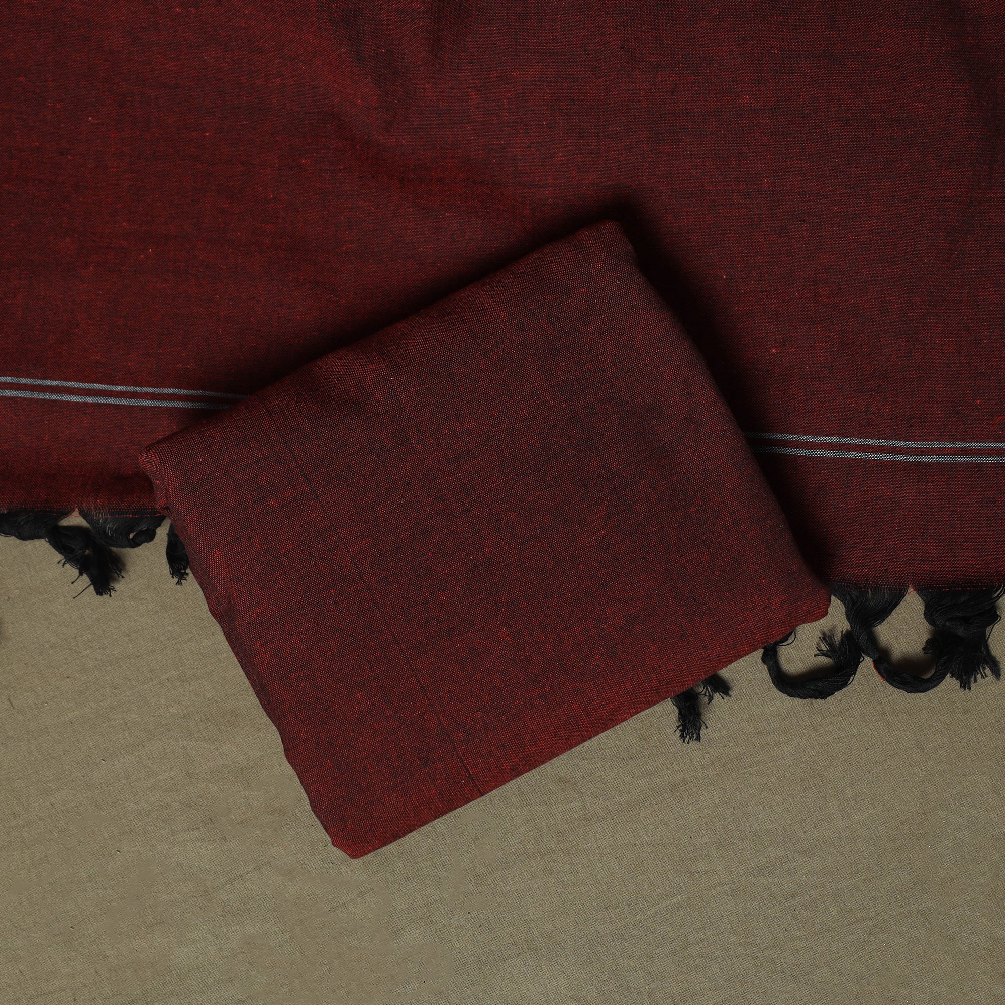 Pink - Pochampally Ikat Weave Cotton 3pc Unstitched Dress Material Suit Set 10 - Image 5