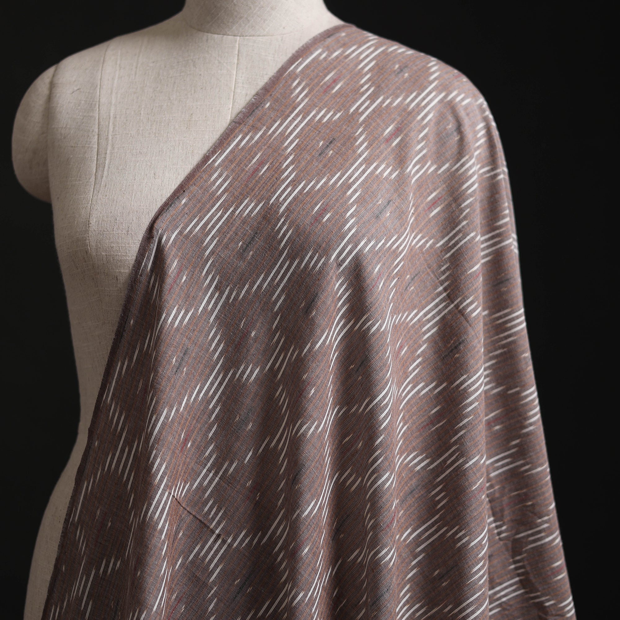 Brown - Pochampally Ikat Weave Cotton Fabric 04 - Image 2