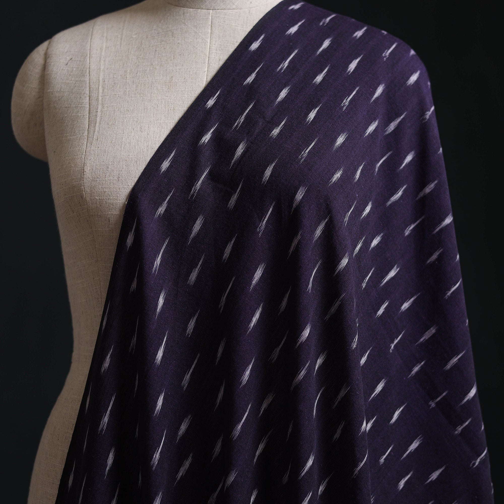 Purple - Pochampally Ikat Weave Cotton Fabric 04 - Image 2