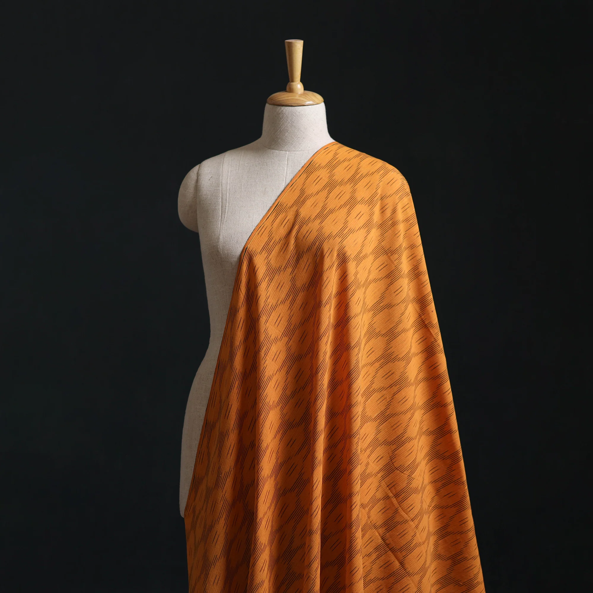 Orange - Pochampally Ikat Weave Cotton Fabric 05