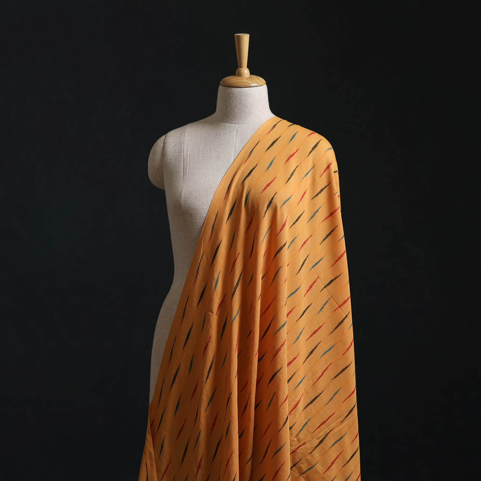 Orange - Pochampally Ikat Weave Cotton Fabric 08