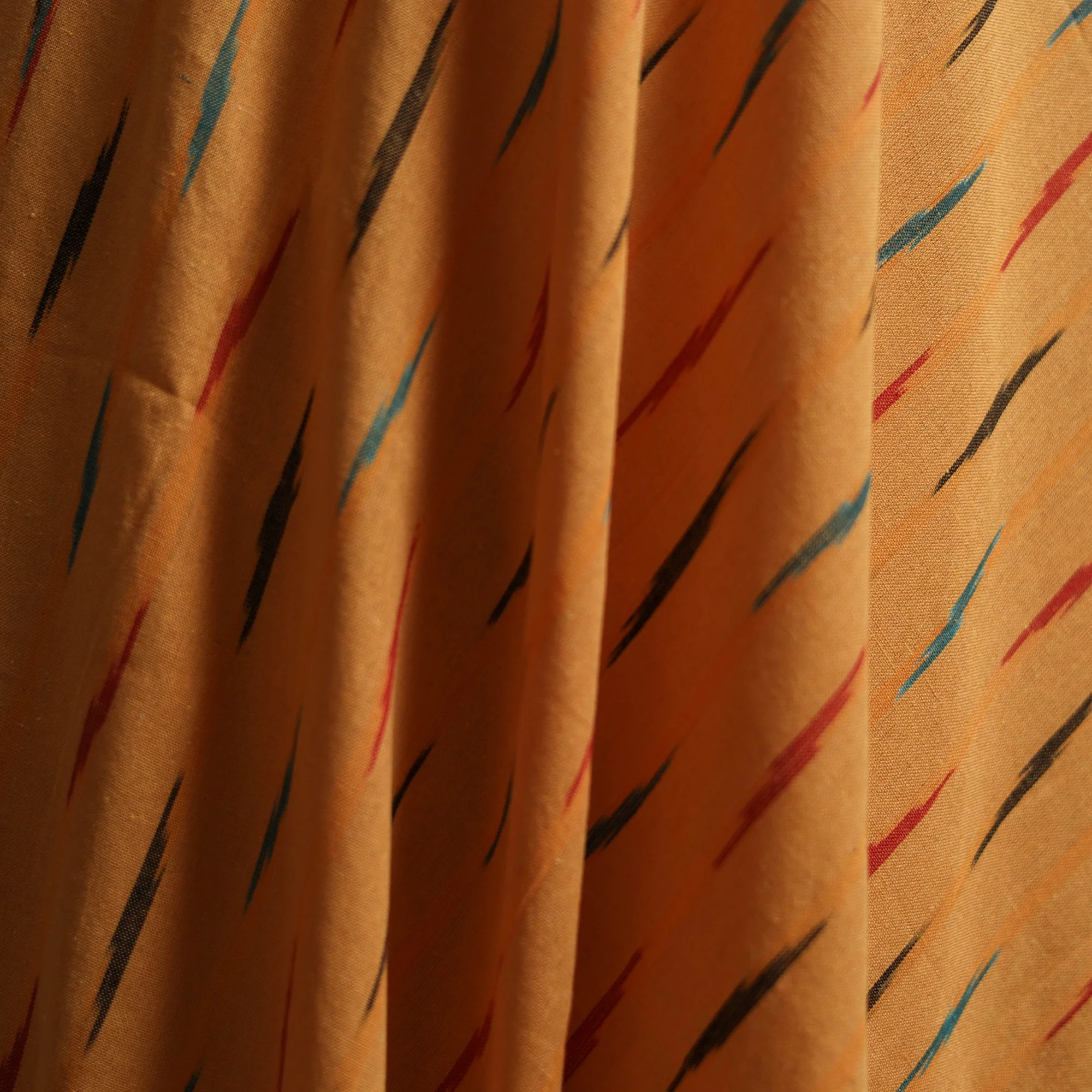 Orange - Pochampally Ikat Weave Cotton Fabric 08 - Image 3