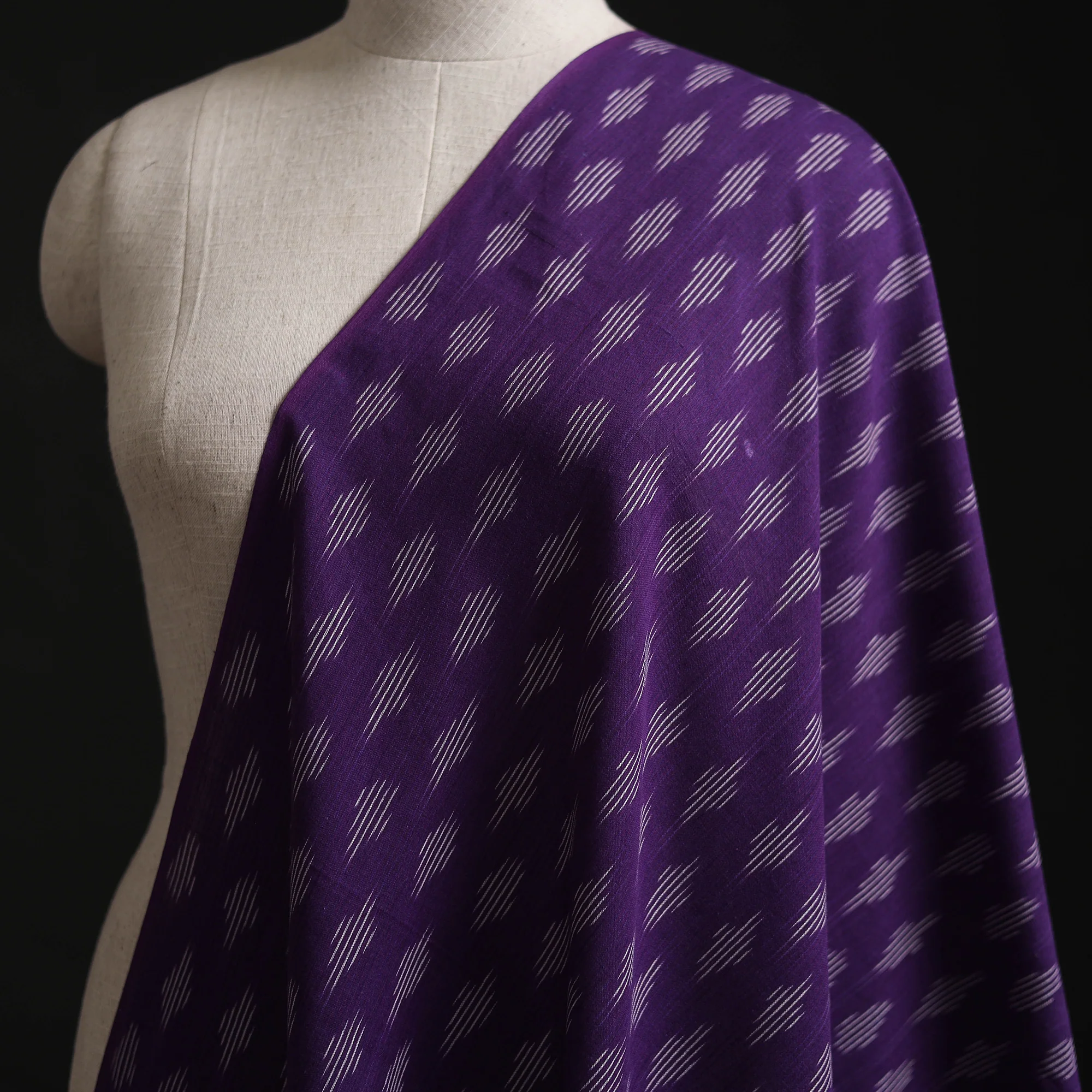Purple - Pochampally Ikat Weave Cotton Fabric 09 - Image 2