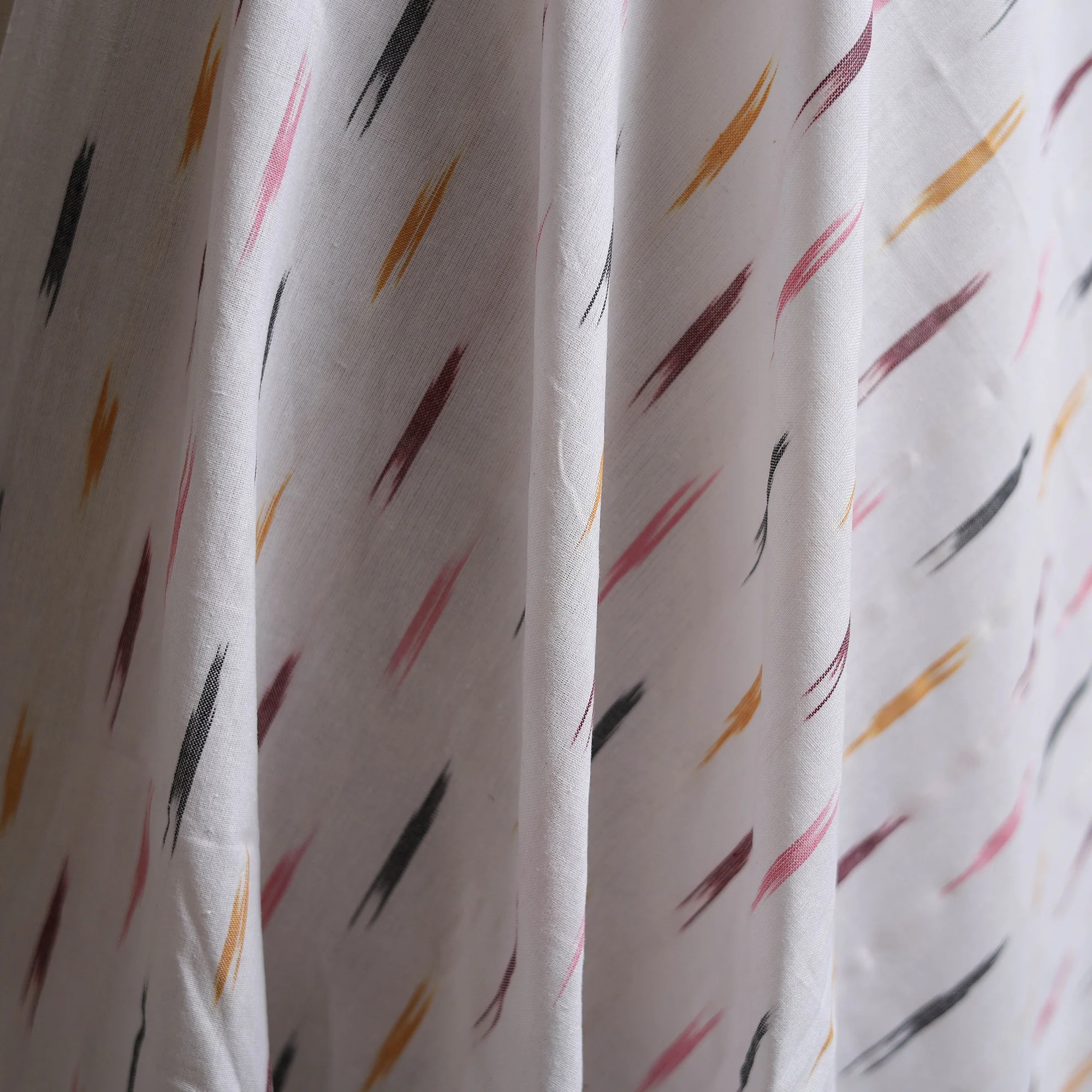 White - Pochampally Ikat Weave Cotton Fabric 10 - Image 3