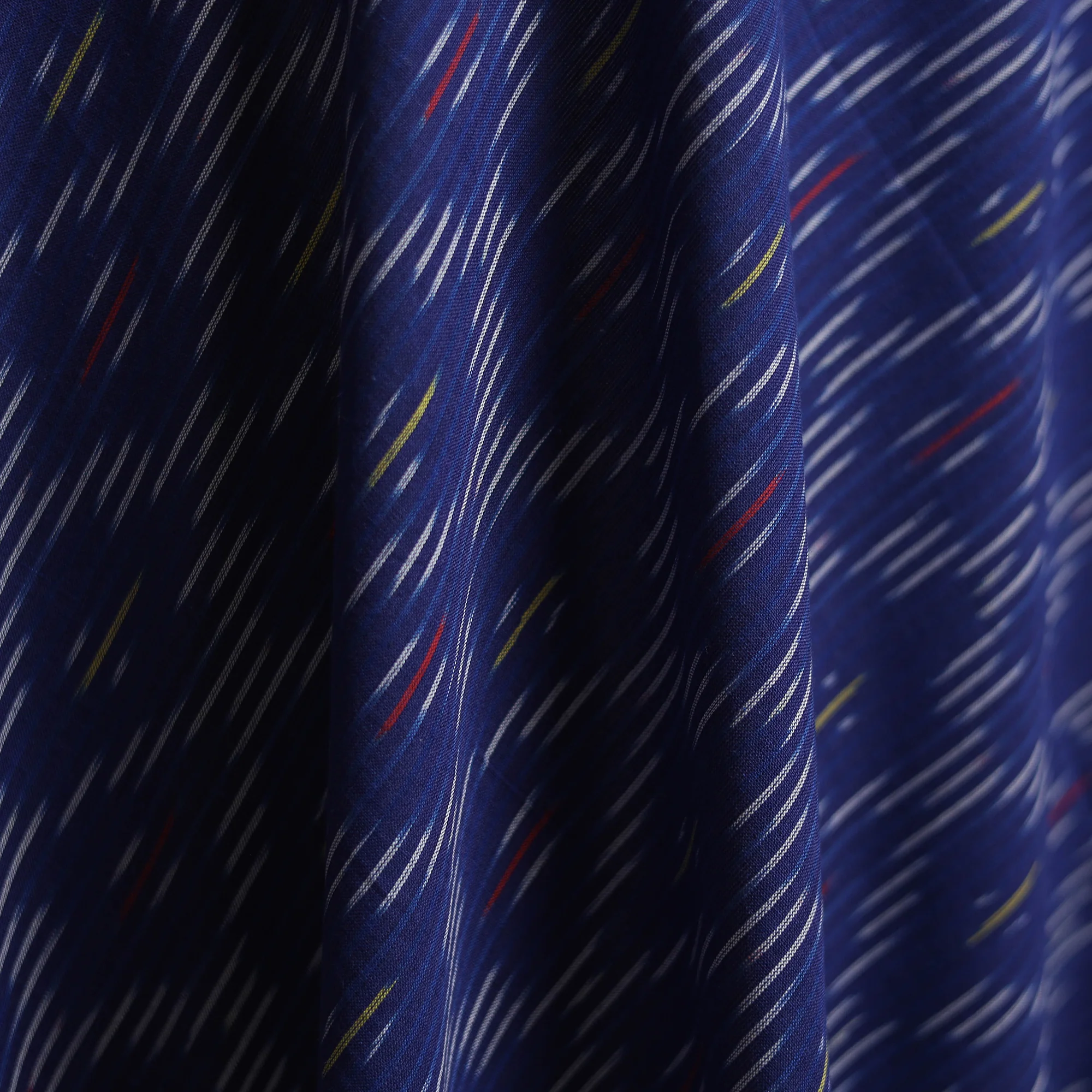 Blue - Pochampally Ikat Weave Cotton Fabric 11 - Image 3