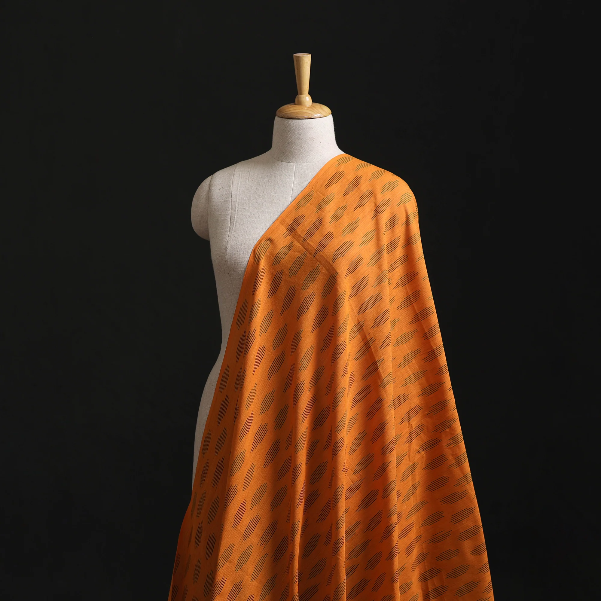 Orange - Pochampally Ikat Weave Cotton Fabric 14